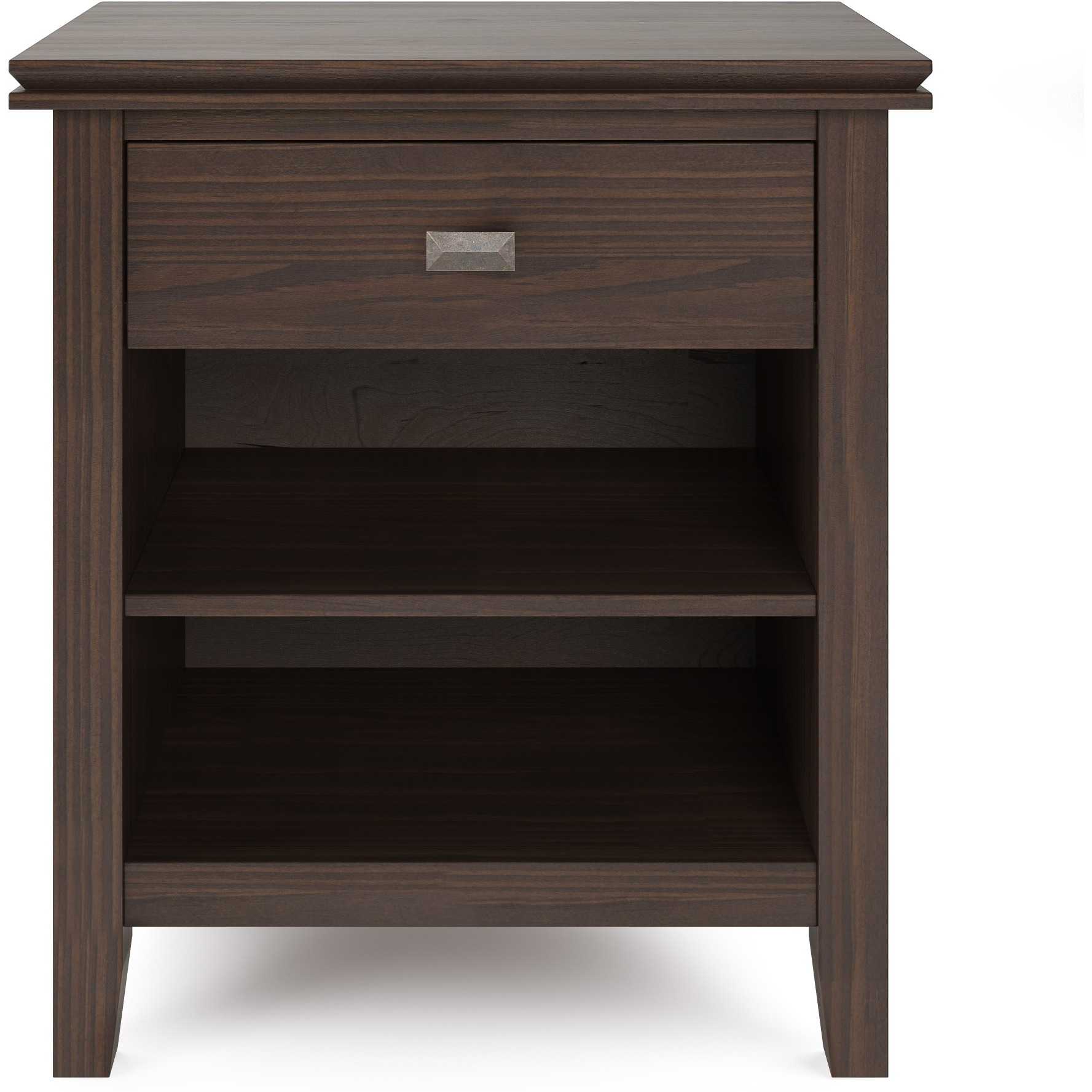 Artisan SOLID WOOD 24 inch Wide Transitional Bedside Nightstand Table in Warm Walnut Brown