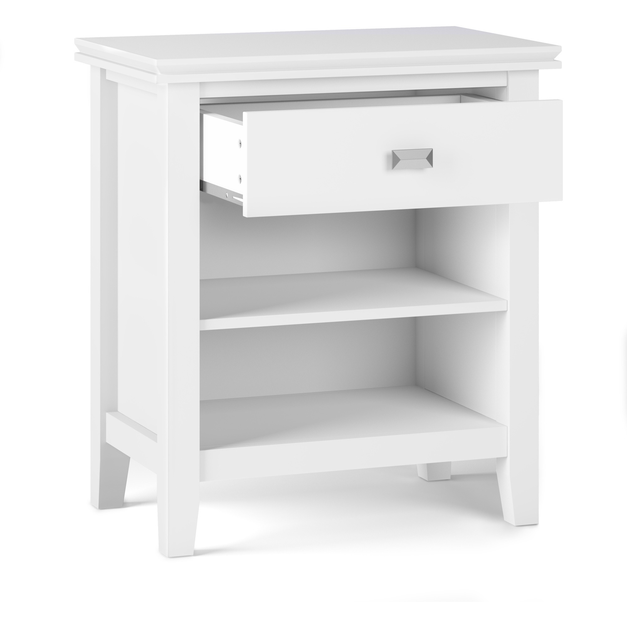 Artisan SOLID WOOD 24 inch Wide Transitional Bedside Nightstand Table in White