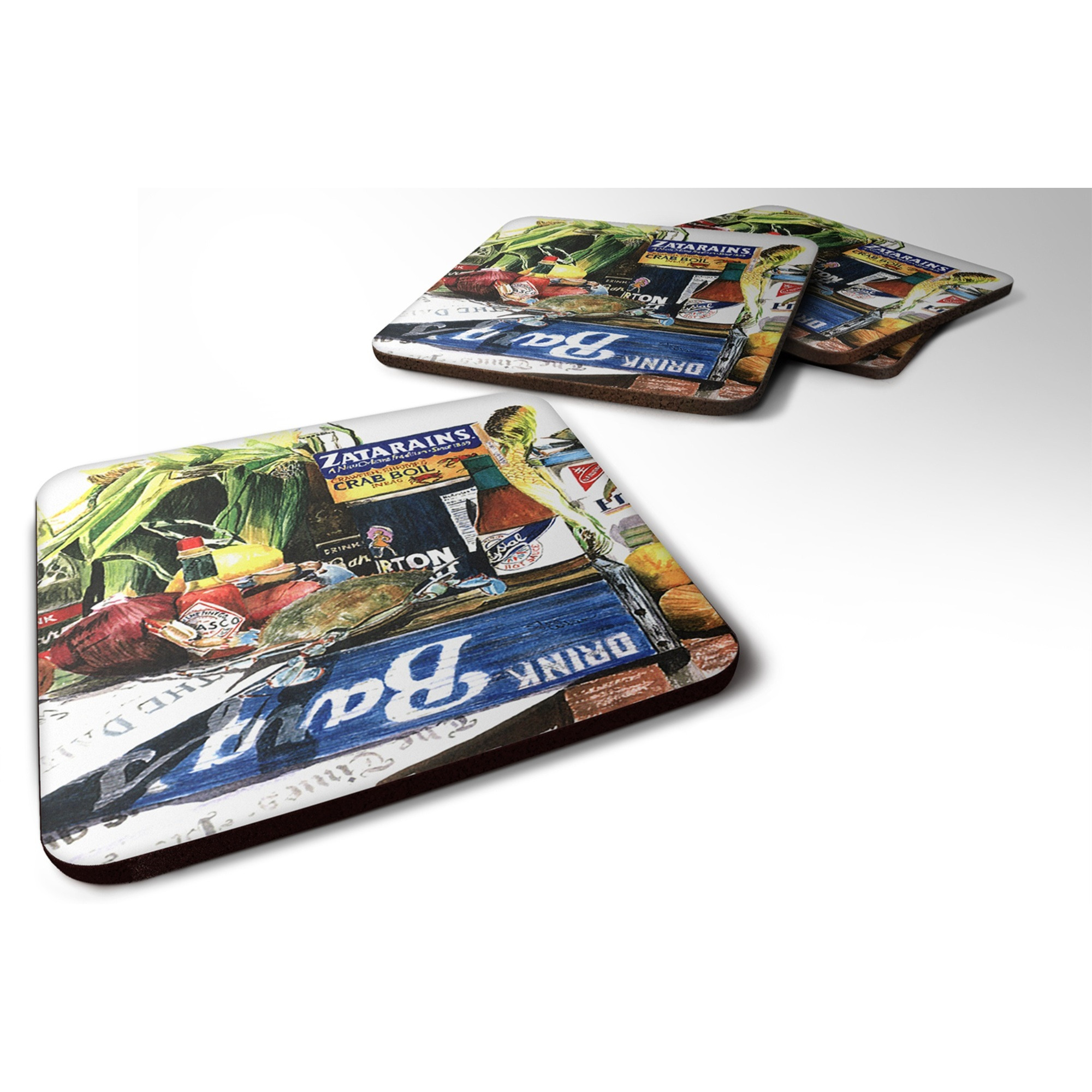&quotCaroline's Treasures 1008FC Crab in the Middle Foam Coasters (Set of 4), 3.5"" H x 3.5"" W, Multicolor"