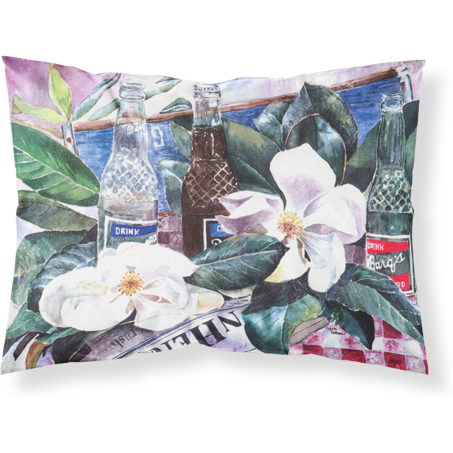 &quotCaroline's Treasures 1009PILLOWCASE Bar's And Magnolia Moisture Wicking Fabric Standard Pillowcase, Large, Multicolor"