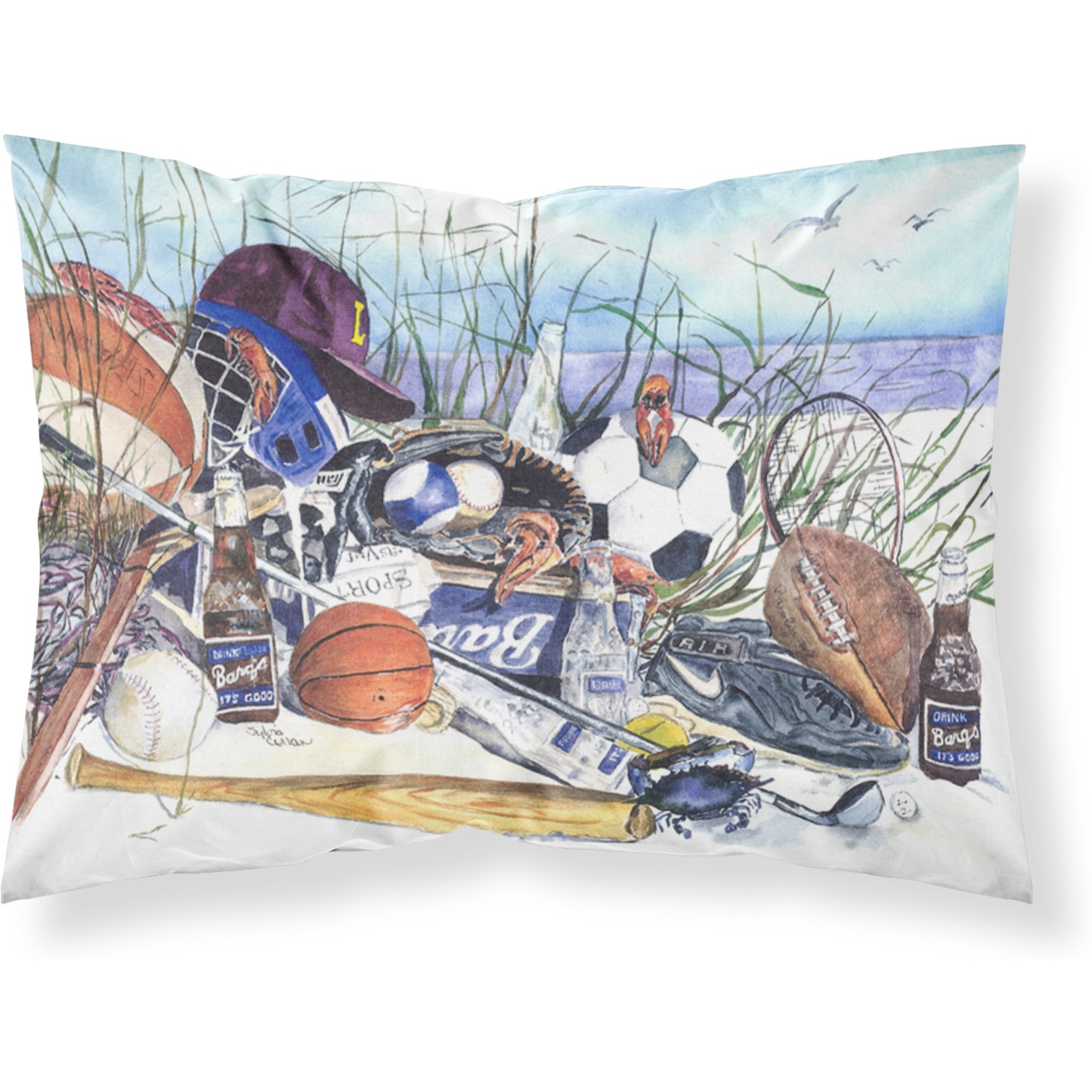 &quotCaroline's Treasures 1011PILLOWCASE Sports On The Beach Moisture Wicking Fabric Standard Pillowcase, Large, Multicolor"