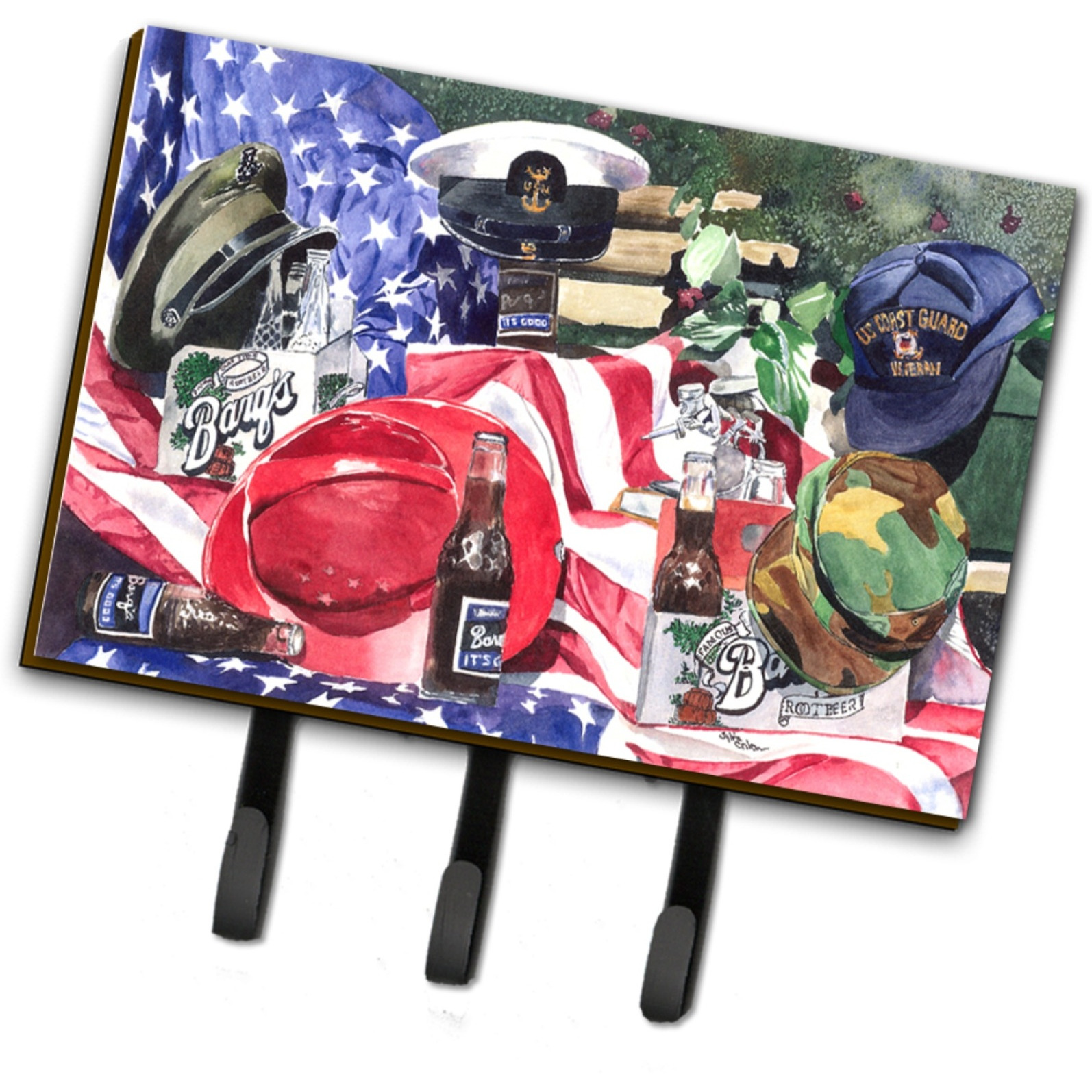 &quotCaroline's Treasures 1012TH68 Barq's and Armed Forces Leash Holder or Key Hook, Large, Multicolor"