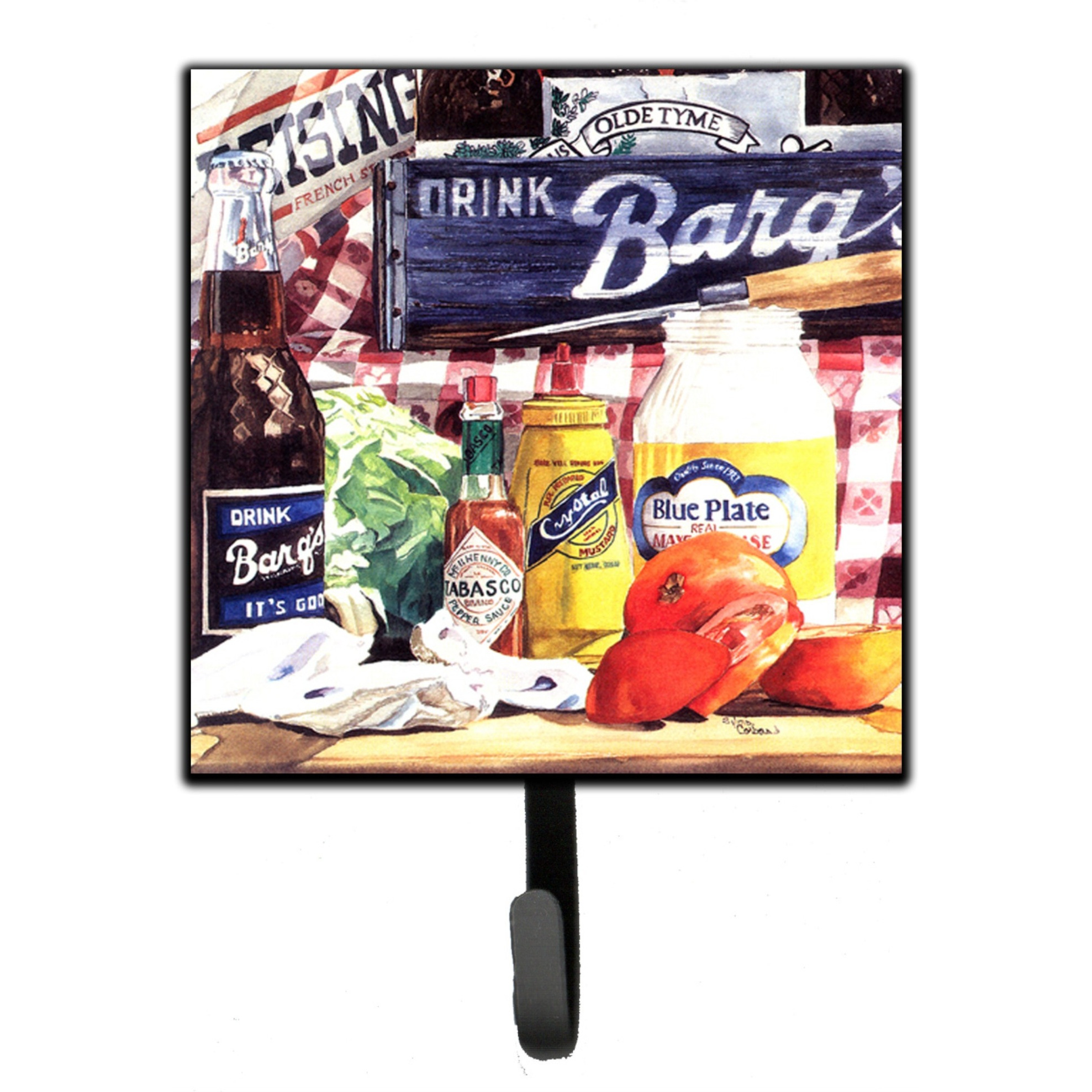 &quotCaroline's Treasures 1013SH4 Blue Plate Mayonnaise, Barq's and A Tomato Sandwich Leash or Key Holder, Small, Multicolor"