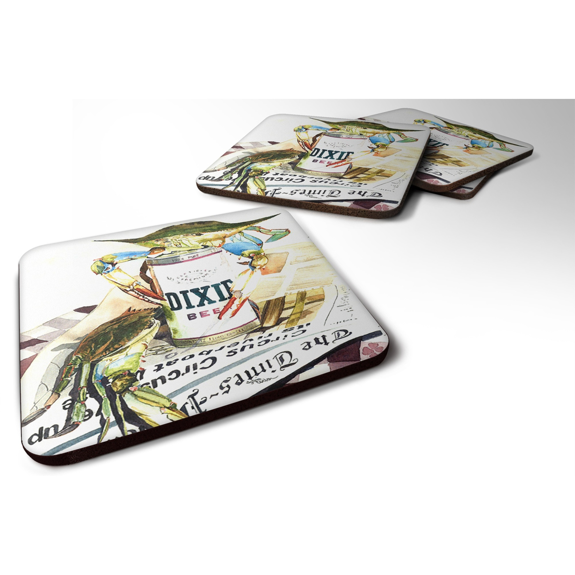 &quotCaroline's Treasures 1015FC Dixie Beer Foam Coasters (Set of 4), 3.5"" H x 3.5"" W, Multicolor"