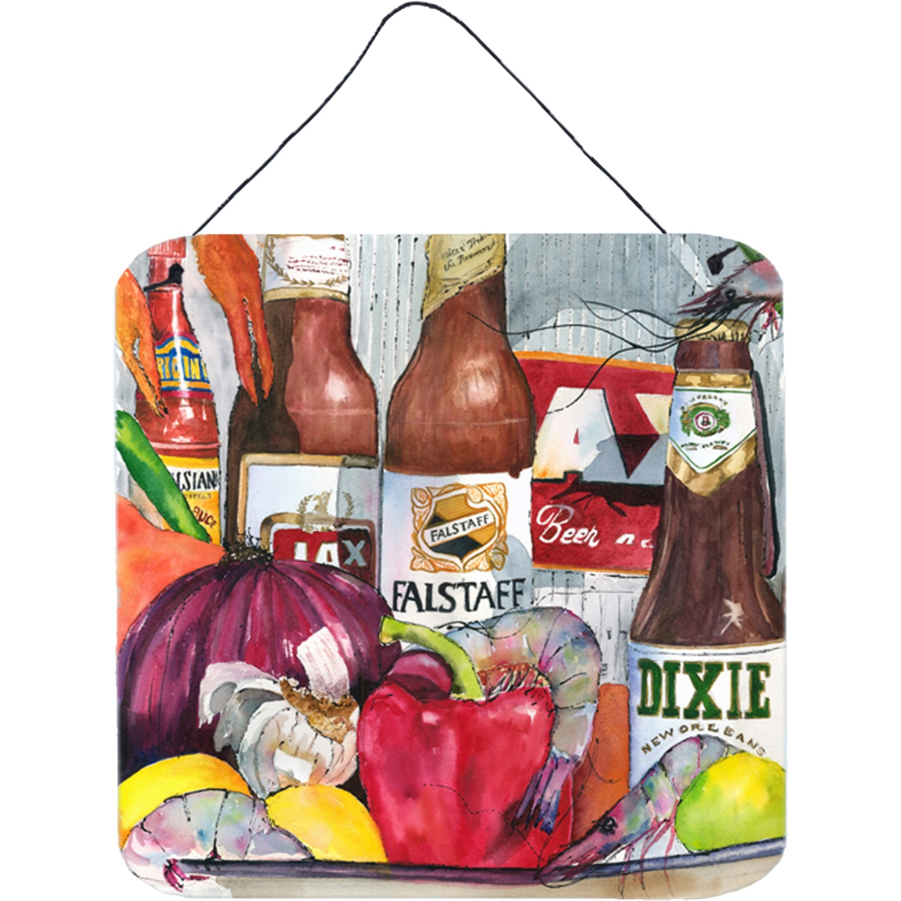 &quotCaroline's Treasures 1017-1DS66 New Orleans Beers and Spices Aluminum Metal Wall or Door Hanging Prints, 6 x 6"", Multicolor"