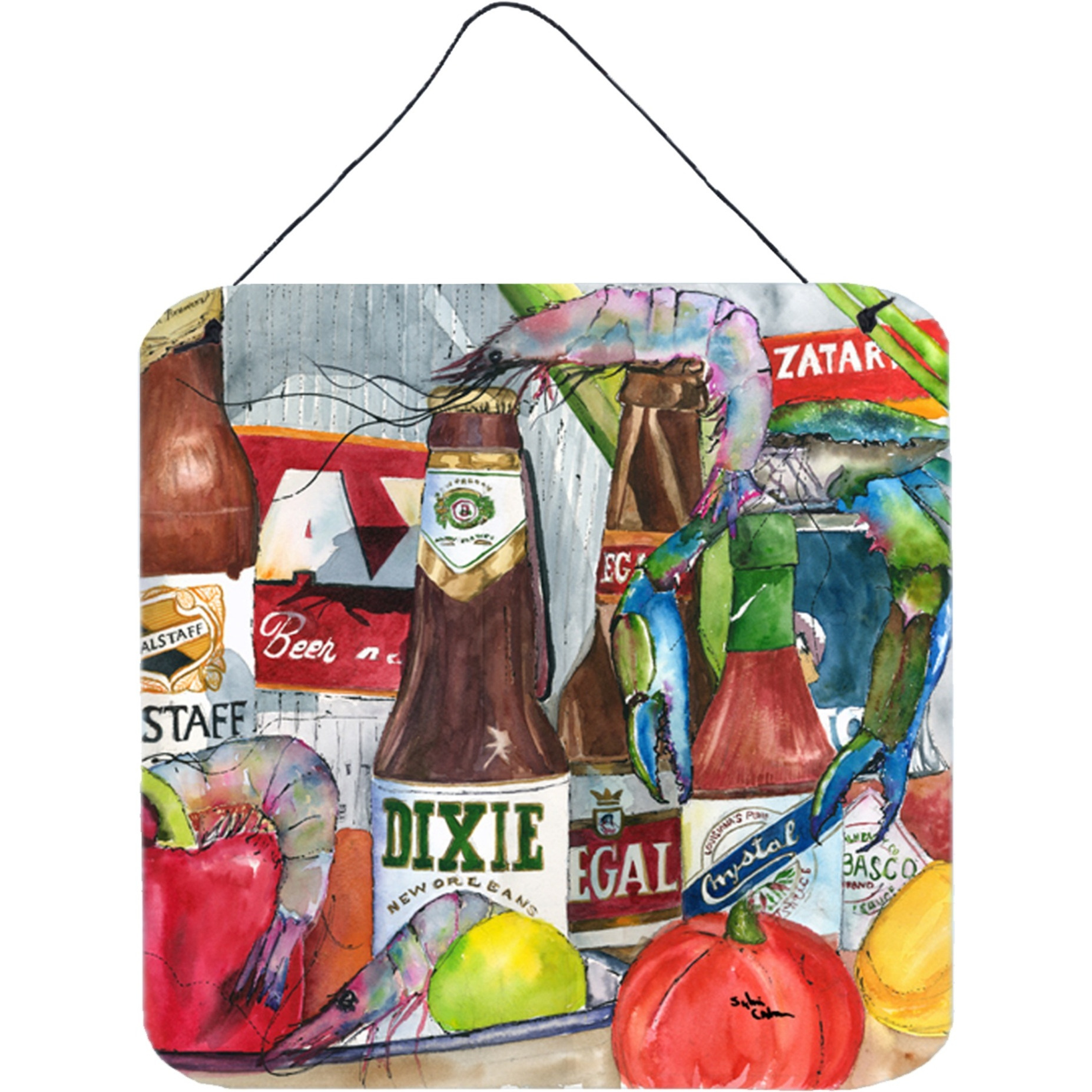 &quotCaroline's Treasures 1017-2DS66 New Orleans Beers and Spices Aluminum Metal Wall or Door Hanging Prints, 6 x 6"", Multicolor"