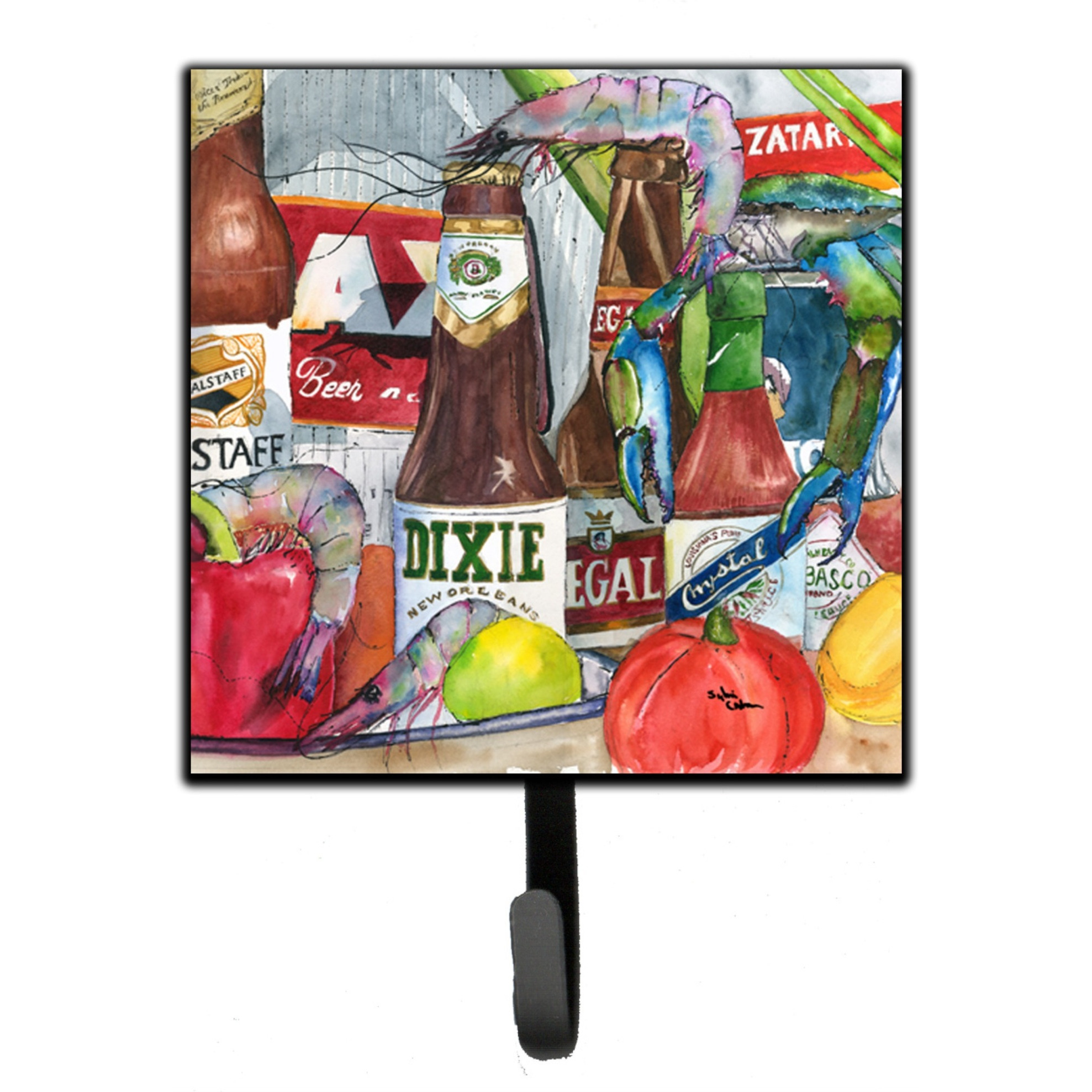 &quotCaroline's Treasures 1017-2SH4 New Orleans Beers and Spices Leash Holder or Key Hook 1017, Small, Multicolor"