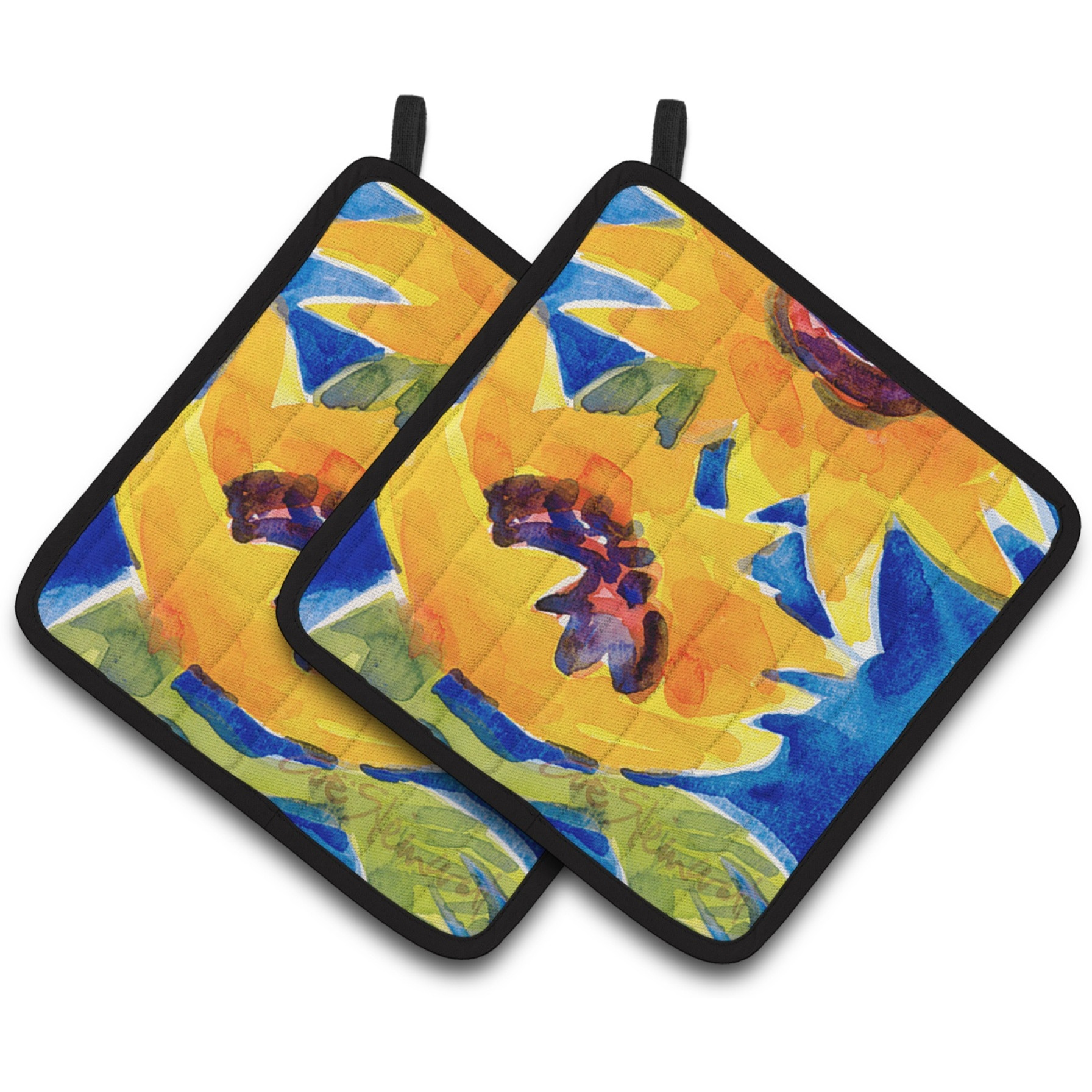 &quotCaroline's Treasures Flower - Sunflower Pair of Pot Holders 6012PTHD, 7.5HX7.5W, Multicolor"