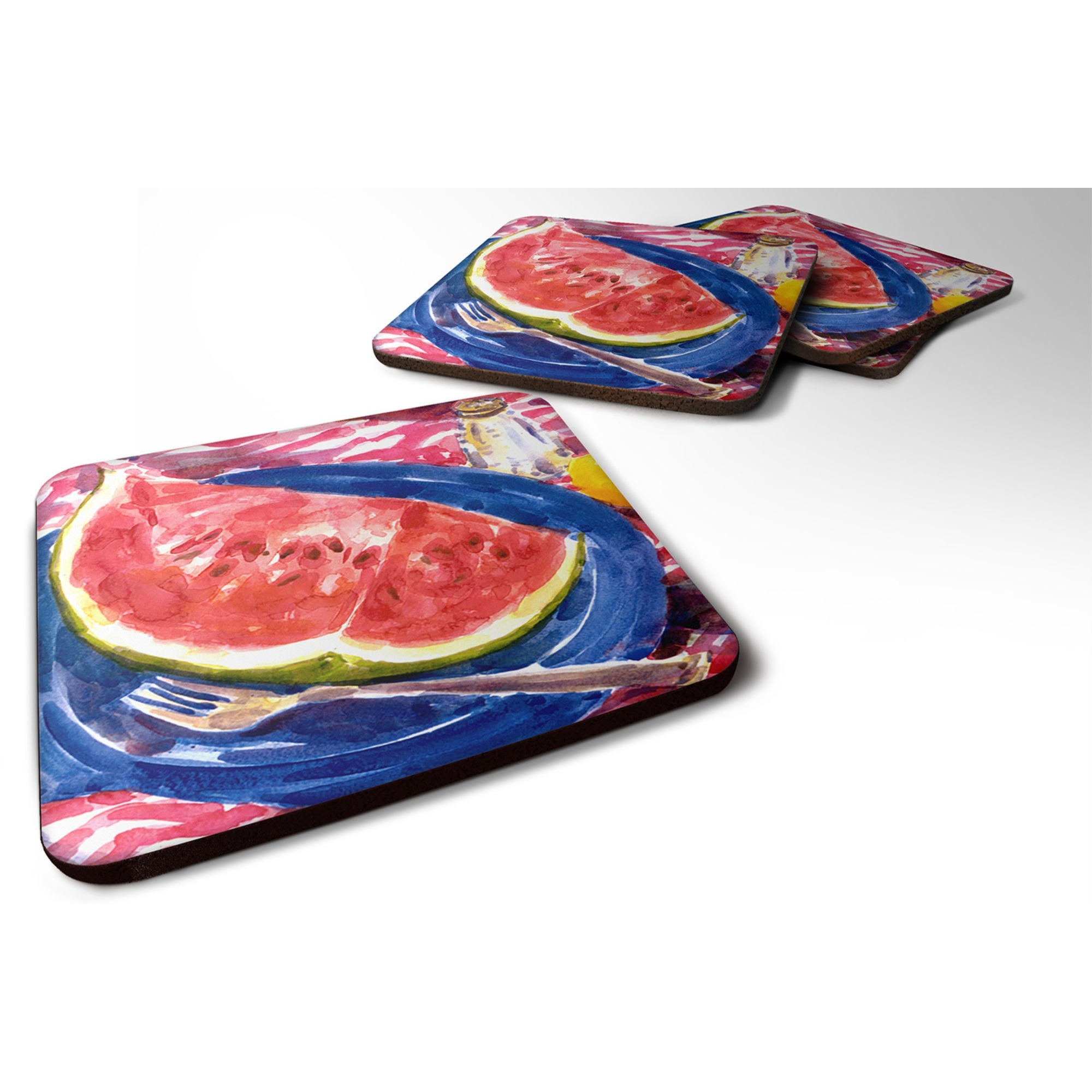 &quotCaroline's Treasures 6028FC Watermelon Foam Coasters (Set of 4), 3.5"" H x 3.5"" W, Multicolor"