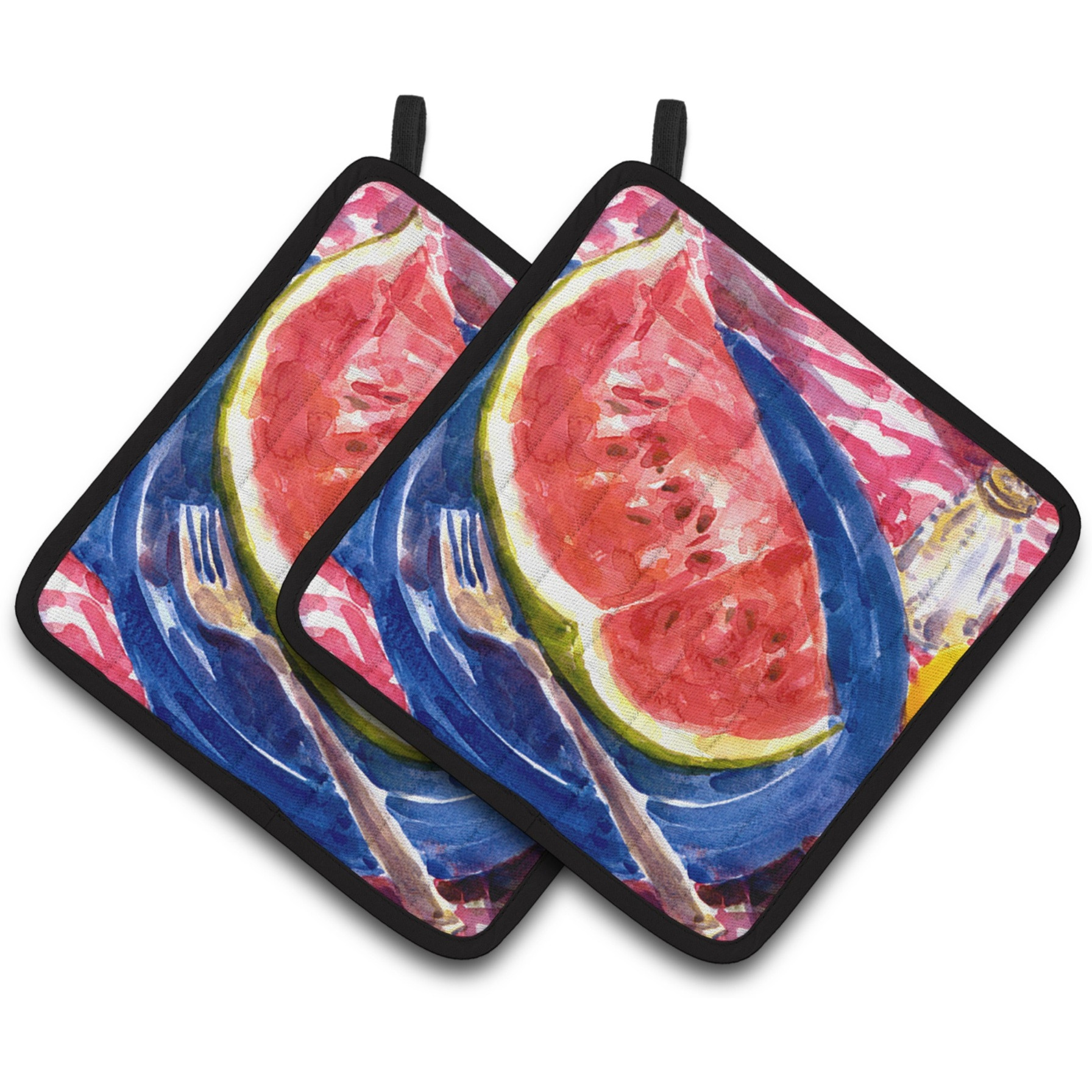 &quotCaroline's Treasures Watermelon Pair of Pot Holders 6028PTHD, 7.5HX7.5W, Multicolor"