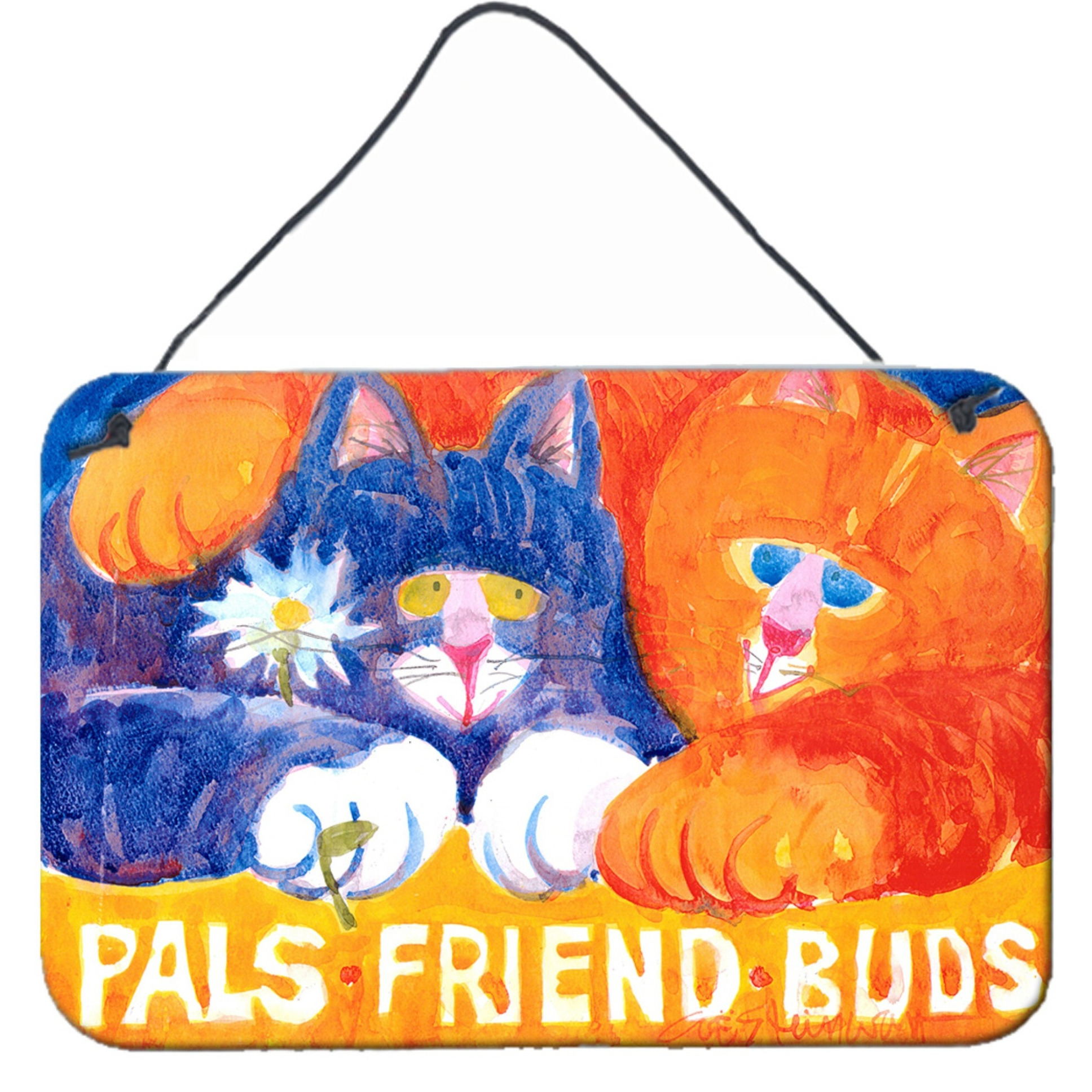 &quotCaroline's Treasures Cats Pals Friends Buds Indoor Aluminum Metal Wall or Door Hanging Prints, 8 x 12"", Multicolor"