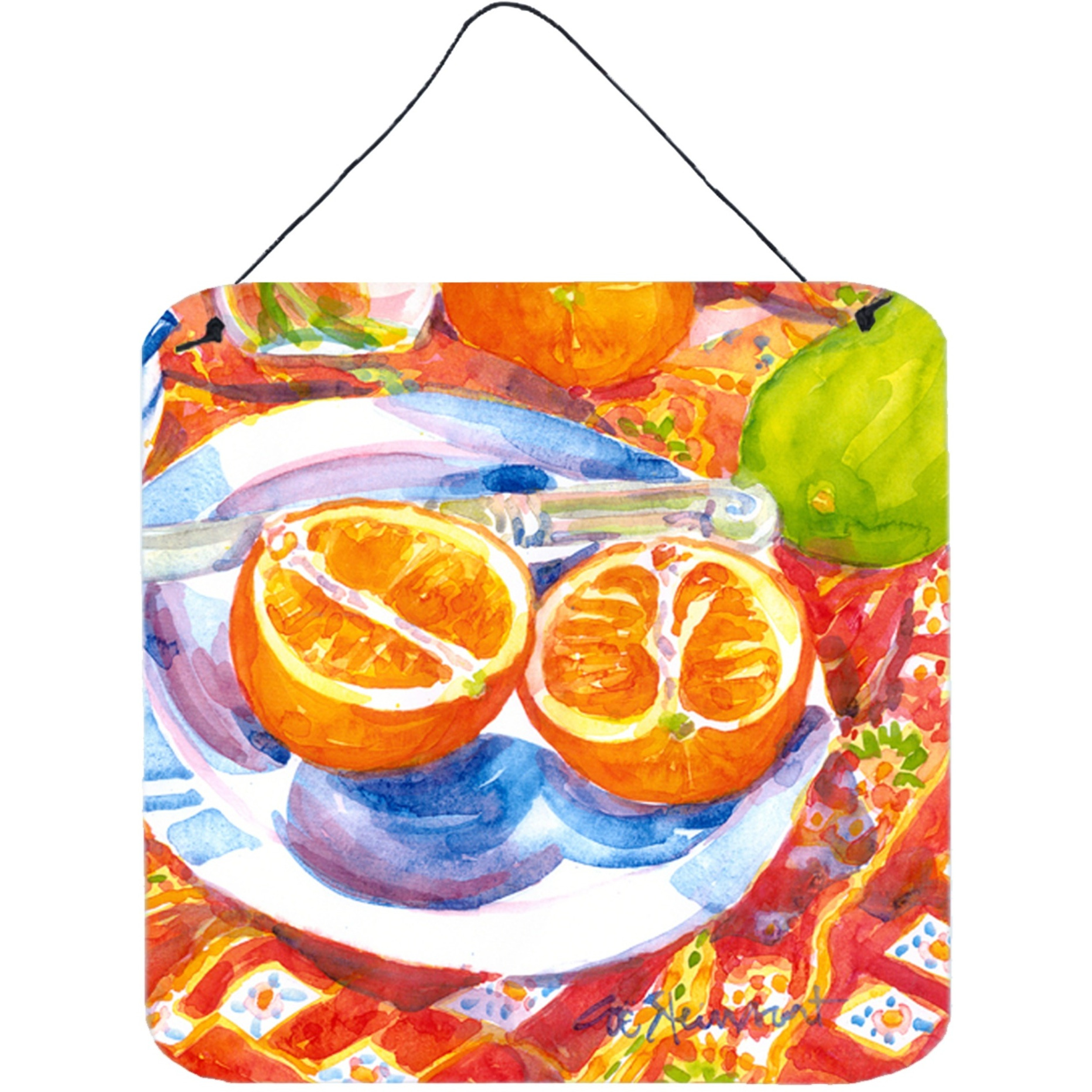 &quotCaroline's Treasures Florida Oranges Sliced for Breakfast Wall or Door Hanging Prints, 6 x 6"", Multicolor"