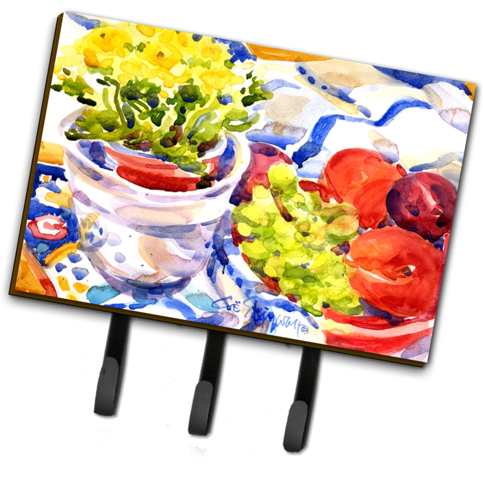 &quotCaroline's Treasures 6037TH68 Apples, Plums and Grapes with Flowers Leash Holder or Key Hook, Large, Multicolor"