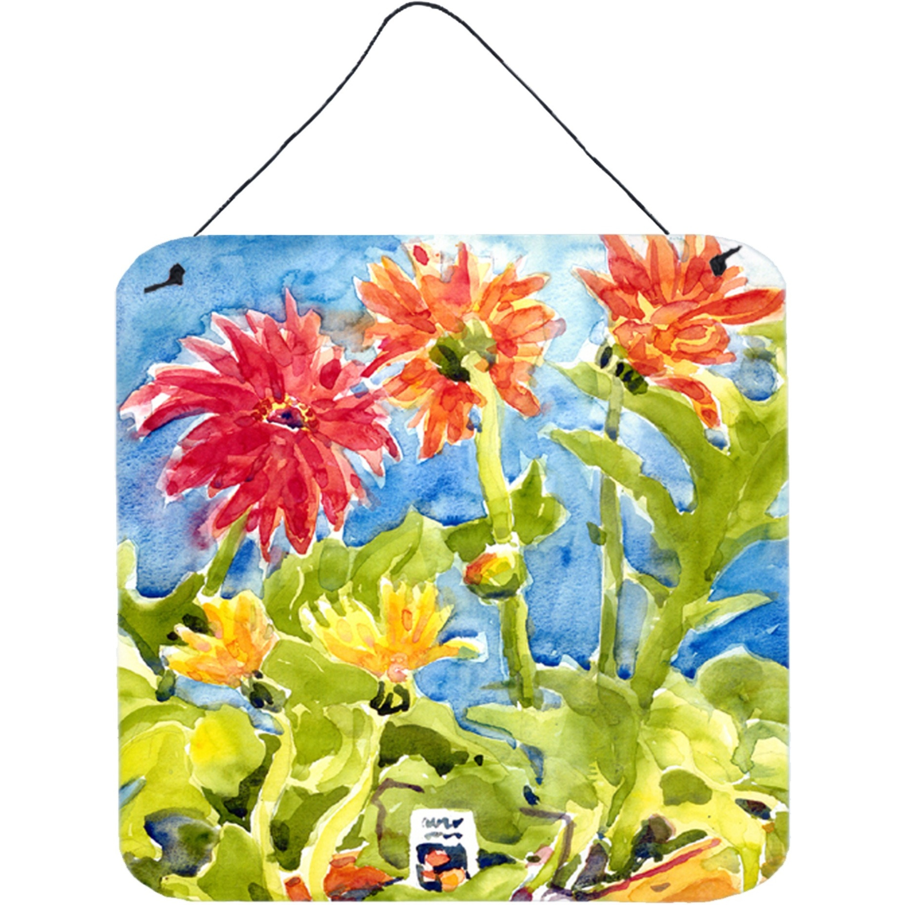 &quotCaroline's Treasures 6038DS66 Flower-Gerber Daisies Aluminum Metal Wall or Door Hanging Prints, 6 x 6"", Multicolor"
