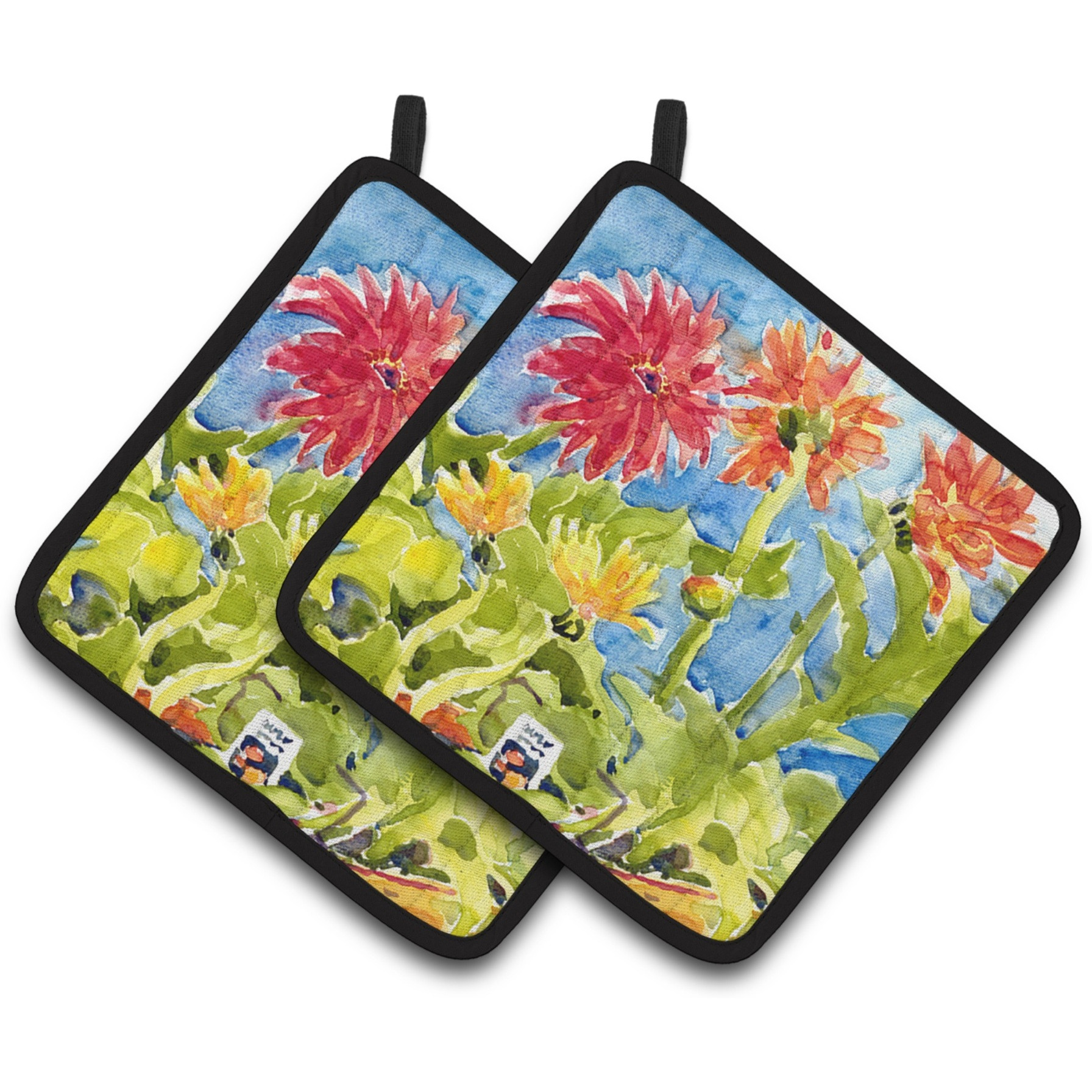 &quotCaroline's Treasures Flower - Gerber Daisies Pair of Pot Holders 6038PTHD, 7.5HX7.5W, Multicolor"