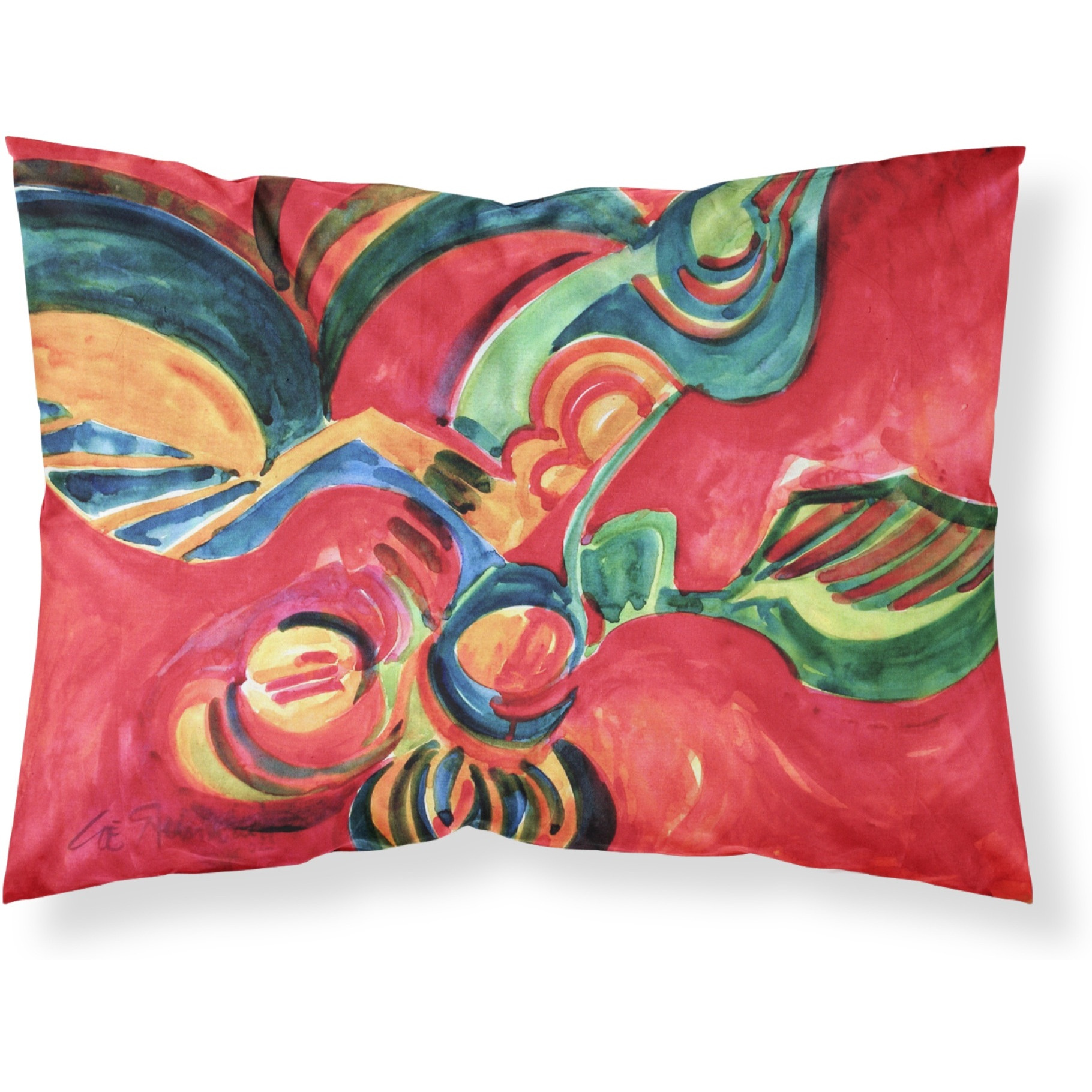 &quotCaroline's Treasures 6043PILLOWCASE Red Flowers And Berries Moisture Wicking Fabric Standard Pillowcase, Large, Multicolor"