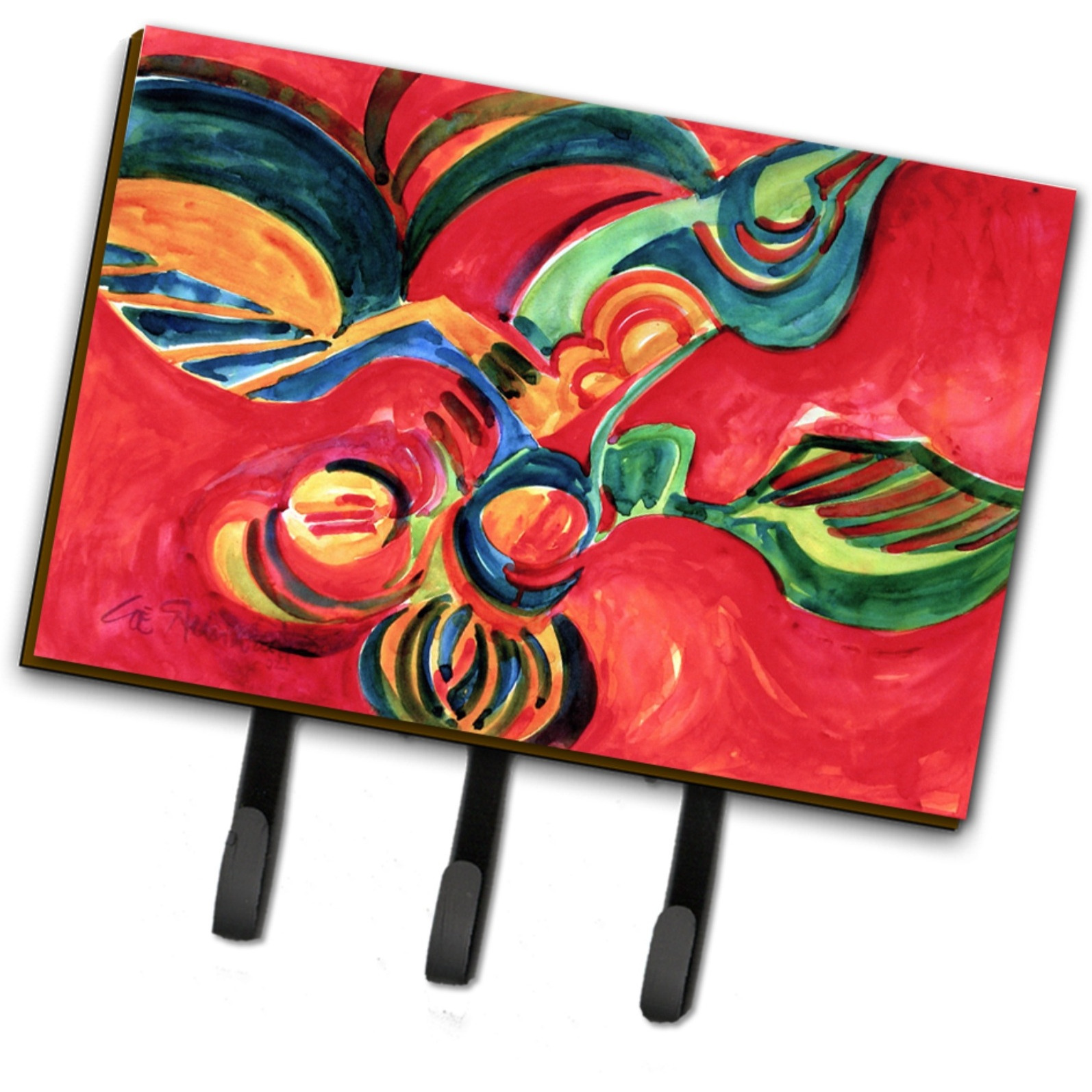 &quotCaroline's Treasures 6043TH68 Red Flowers and Berries Leash Holder or Key Hook, Large, Multicolor"