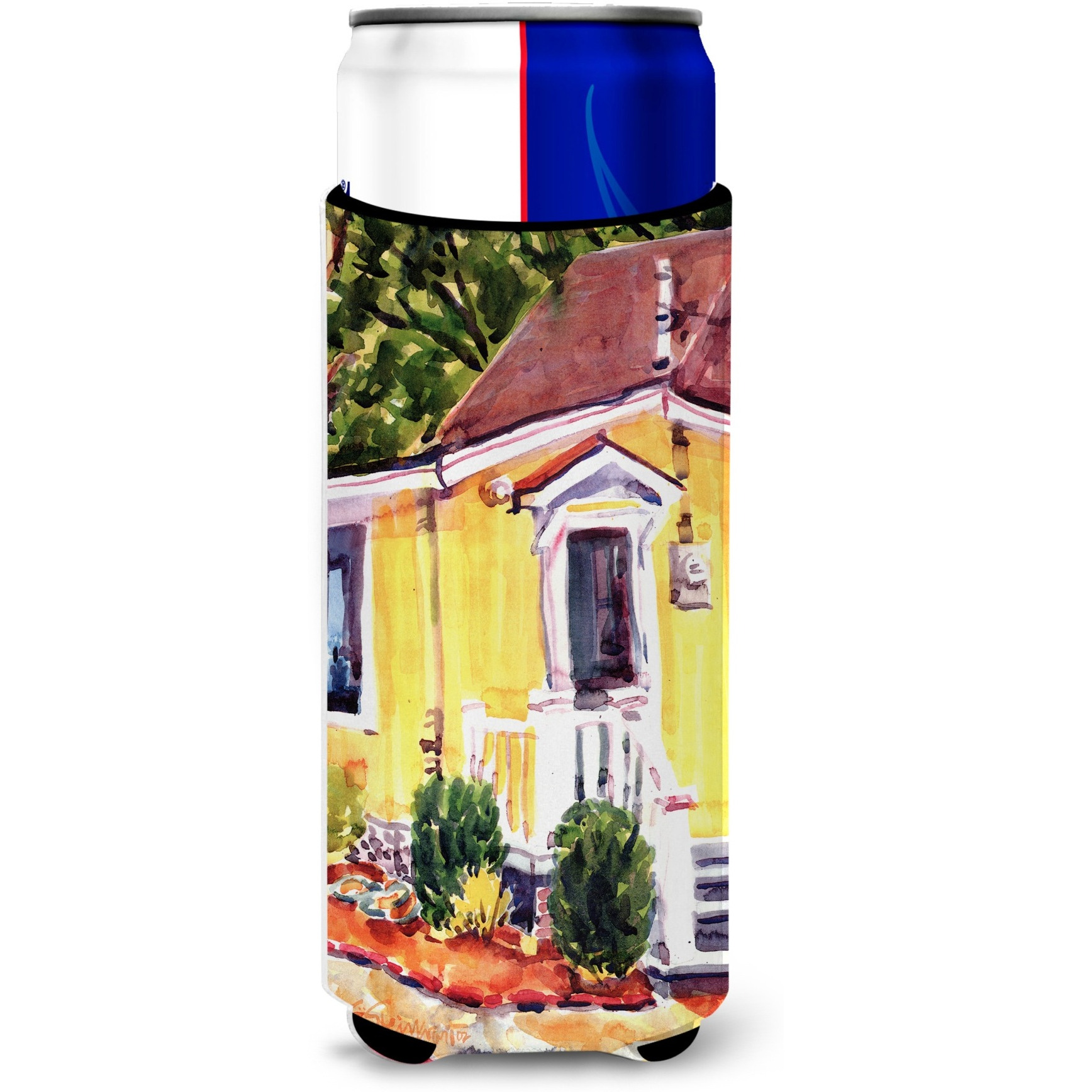 Yellow Cottage at the Beach Ultra Beverage Insulators for slim cans 6045MUK
