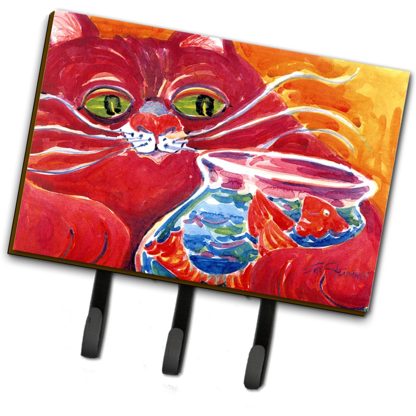 &quotCaroline's Treasures 6048TH68 Big Red Cat at The Fishbowl Leash Holder or Key Hook, Large, Multicolor"