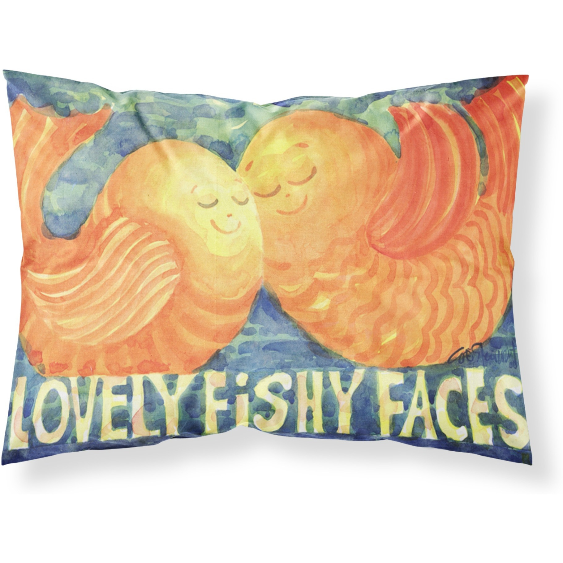 &quotCaroline's Treasures 6052PILLOWCASE Fish-Kissing Fish Moisture Wicking Fabric Standard Pillowcase, Large, Multicolor"