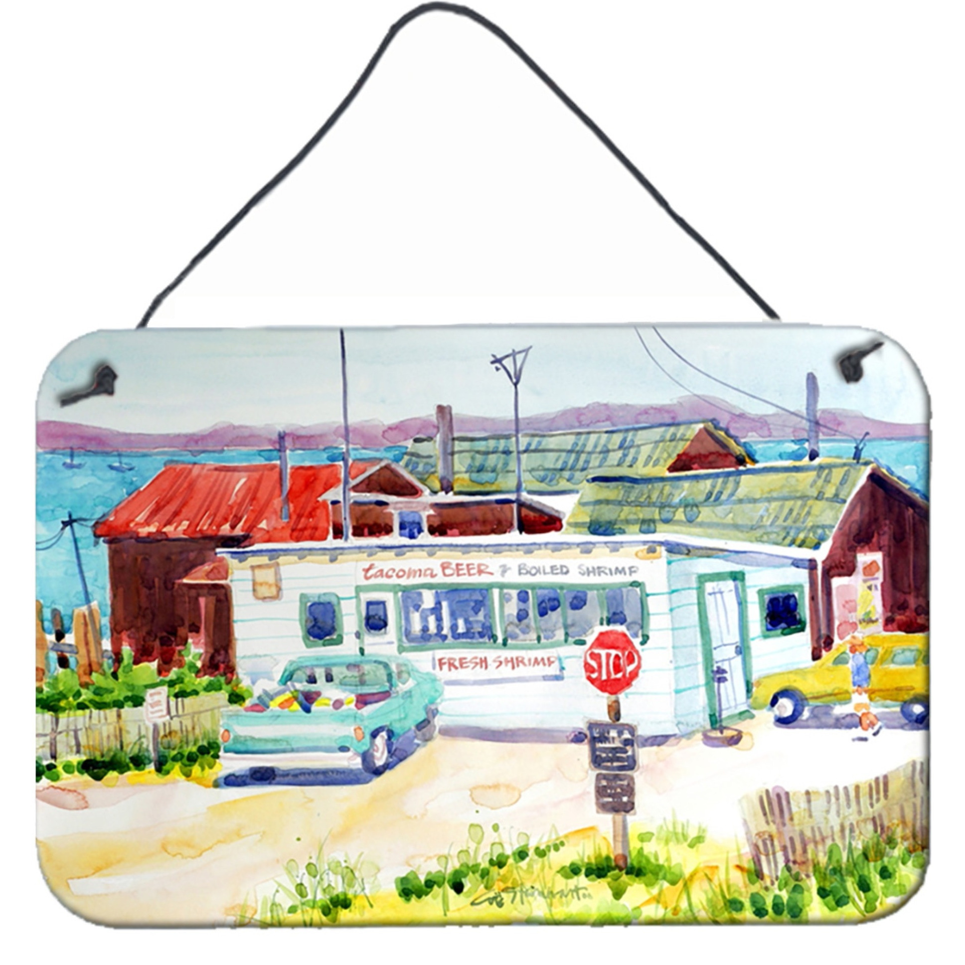 &quotCaroline's Treasures Seafood Shack for Fresh Shrimp Indoor Wall or Door Hanging Prints, 8 x 12"", Multicolor"