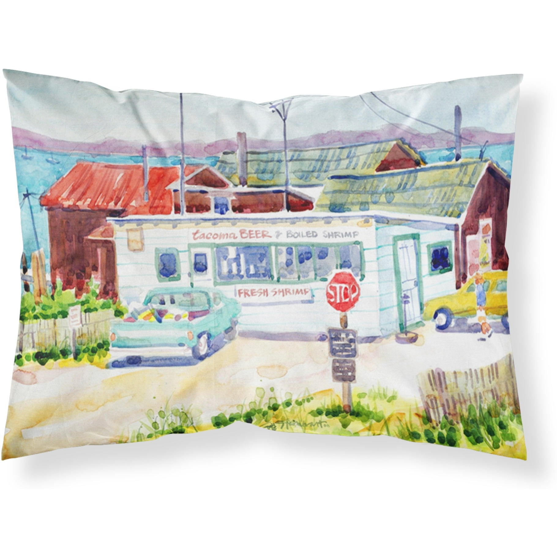 &quotCaroline's Treasures 6054PILLOWCASE Seafood Shack For Fresh Shrimp Moisture Wicking Fabric Standard Pillowcase, Large, Multicolor"
