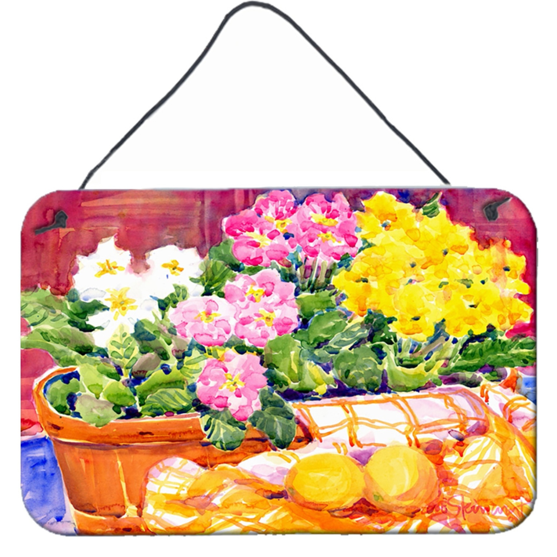 &quotCaroline's Treasures 6061DS812 Flower-Primroses Indoor Aluminum Metal Wall or Door Hanging Prints, 8 x 12"", Multicolor"