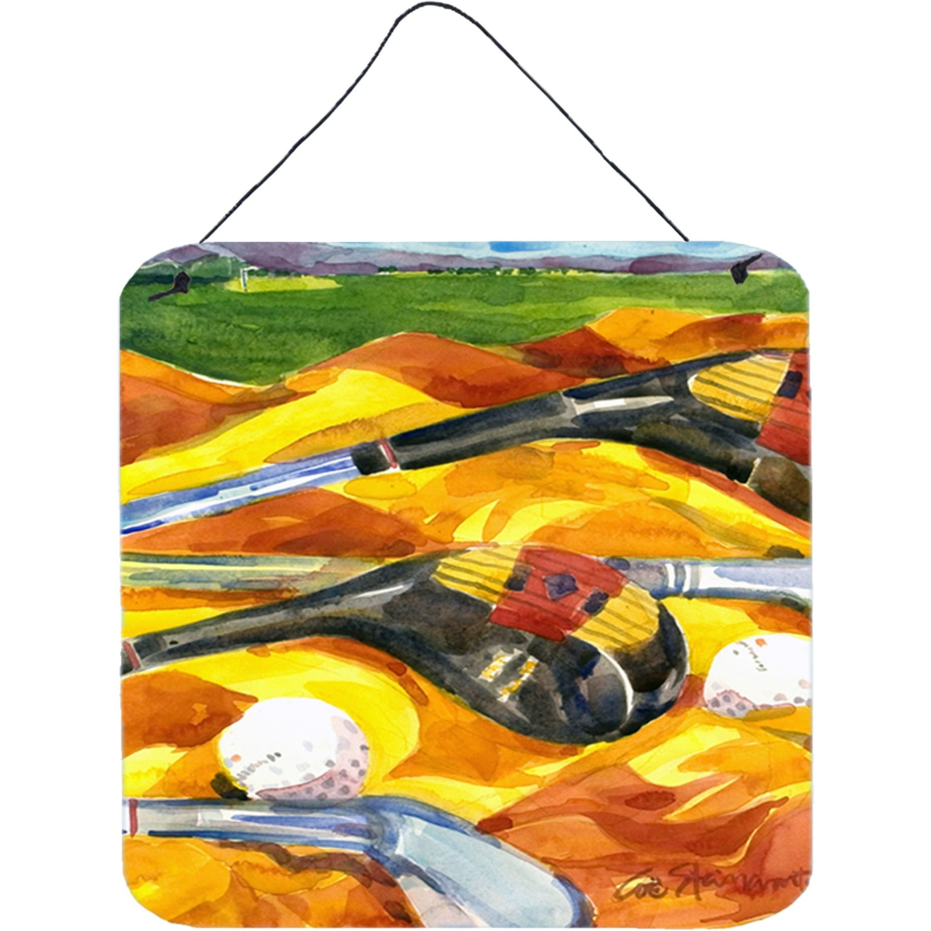 &quotCaroline's Treasures Golf Clubs Golfer Aluminum Metal Wall or Door Hanging Prints, 6 x 6"", Multicolor"