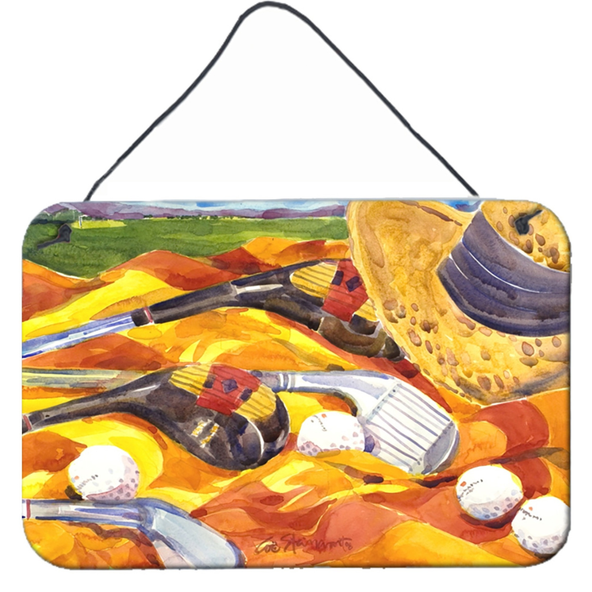 &quotCaroline's Treasures Golf Clubs Golfer Indoor Aluminum Metal Wall or Door Hanging Prints, 8 x 12"", Multicolor"
