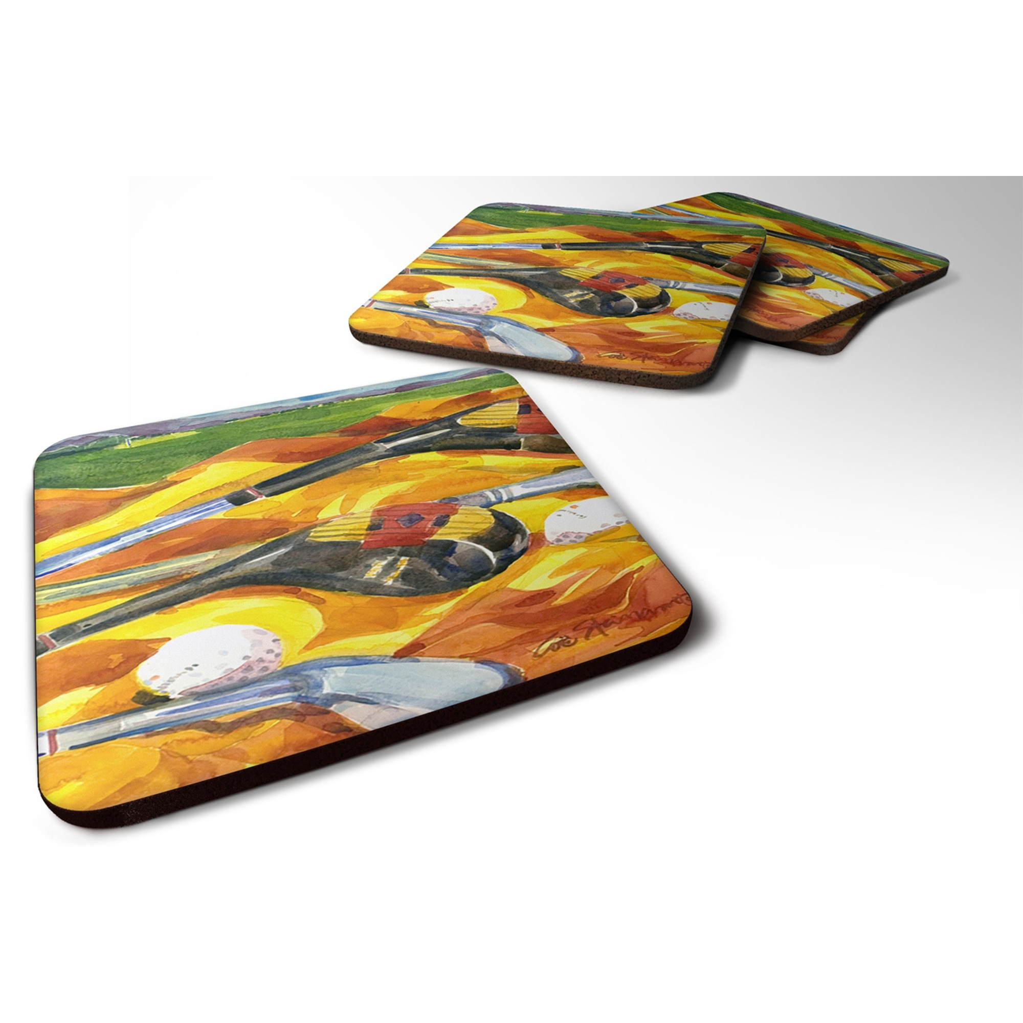 &quotCaroline's Treasures 6063FC Golf Clubs Golfer Foam Coasters (Set of 4), 3.5"" H x 3.5"" W, Multicolor"