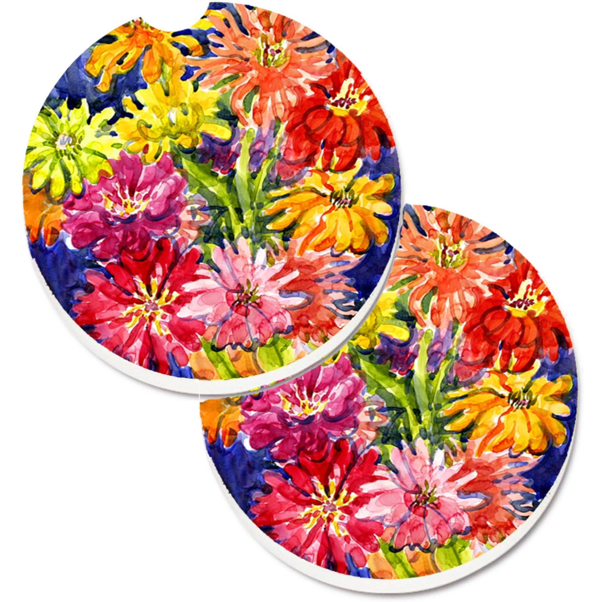 &quotCaroline's Treasures Flower - Gerber Daisies Set of 2 Cup Holder Car Coasters 6069CARC, 2.56, Multicolor"