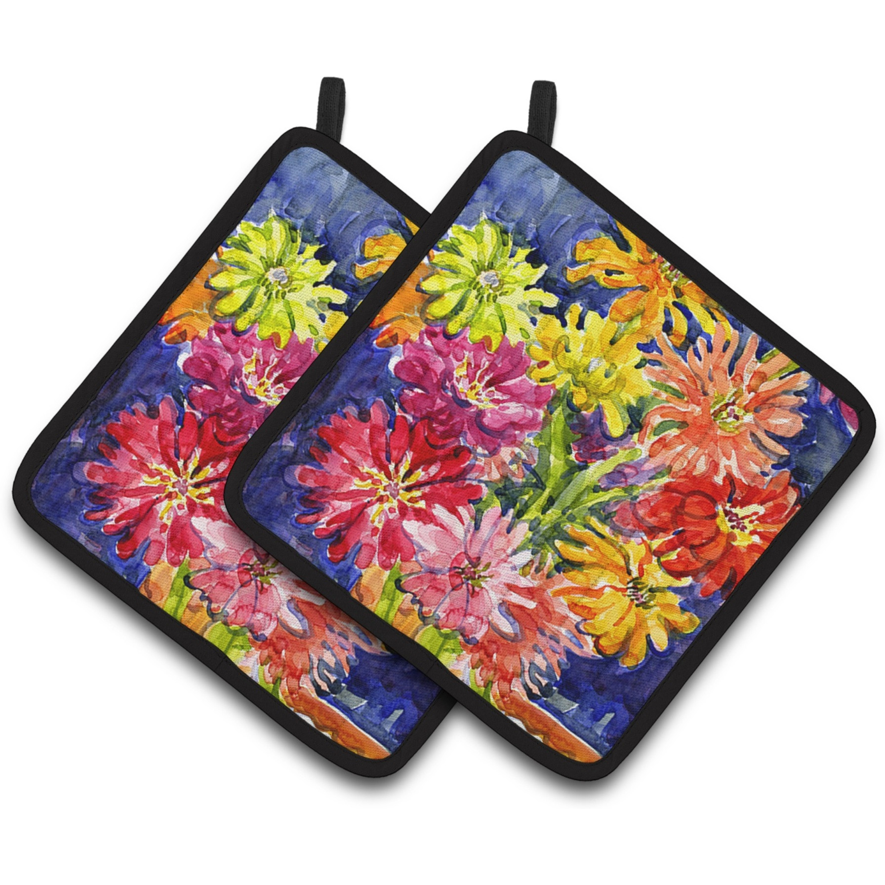 &quotCaroline's Treasures Flower - Gerber Daisies Pair of Pot Holders 6069PTHD, 7.5HX7.5W, Multicolor"