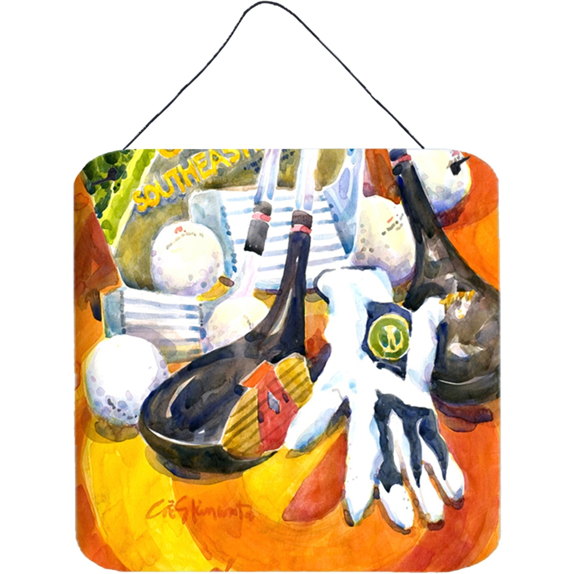 &quotCaroline's Treasures Southeastern Golf Clubs with Glove and Balls Wall or Door Hanging Prints, 6 x 6"", Multicolor"