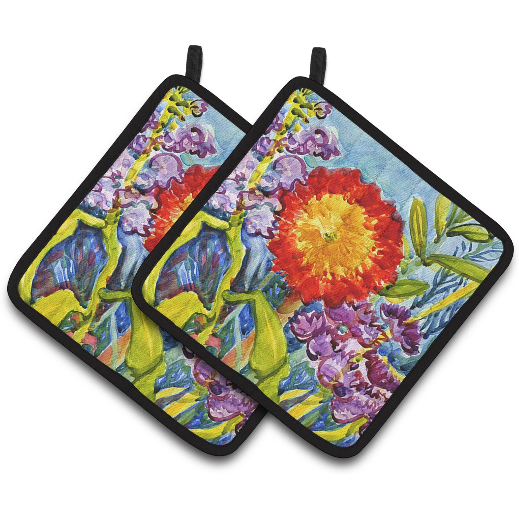 &quotCaroline's Treasures Flower - Sunflower Pair of Pot Holders 6075PTHD, 7.5HX7.5W, Multicolor"