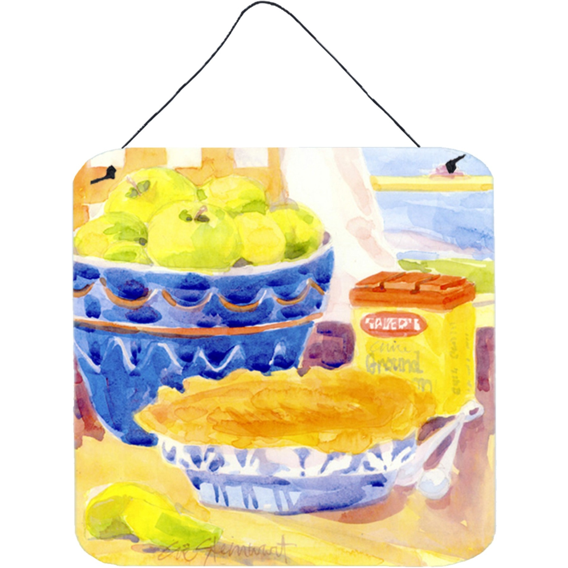 &quotCaroline's Treasures Green apple pie Aluminium Metal Door Hanging Prints wall-decor, 6 x 6, Multicolor"