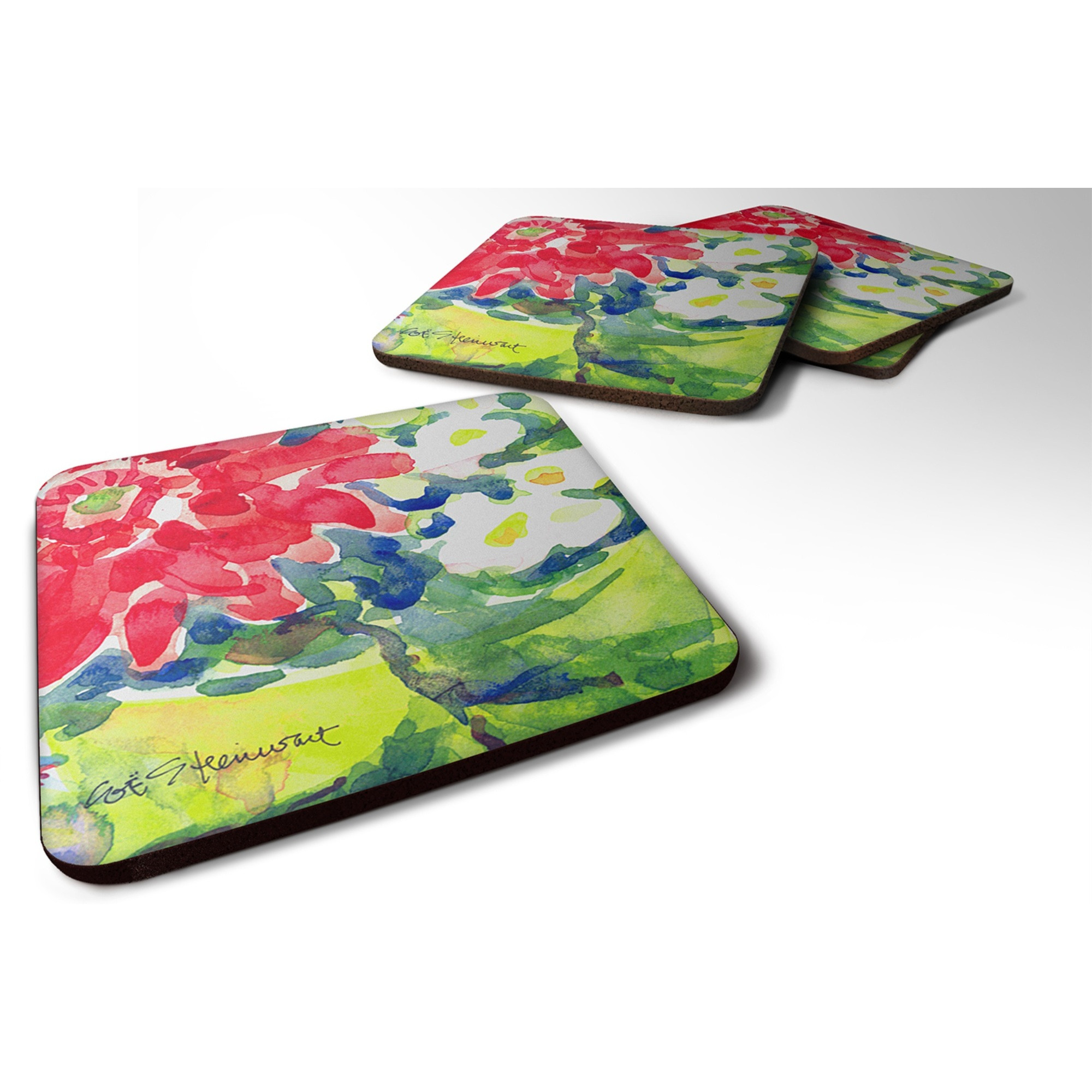 &quotCaroline's Treasures 6126FC Flower Foam Coasters (Set of 4), 3.5"" H x 3.5"" W, Multicolor"