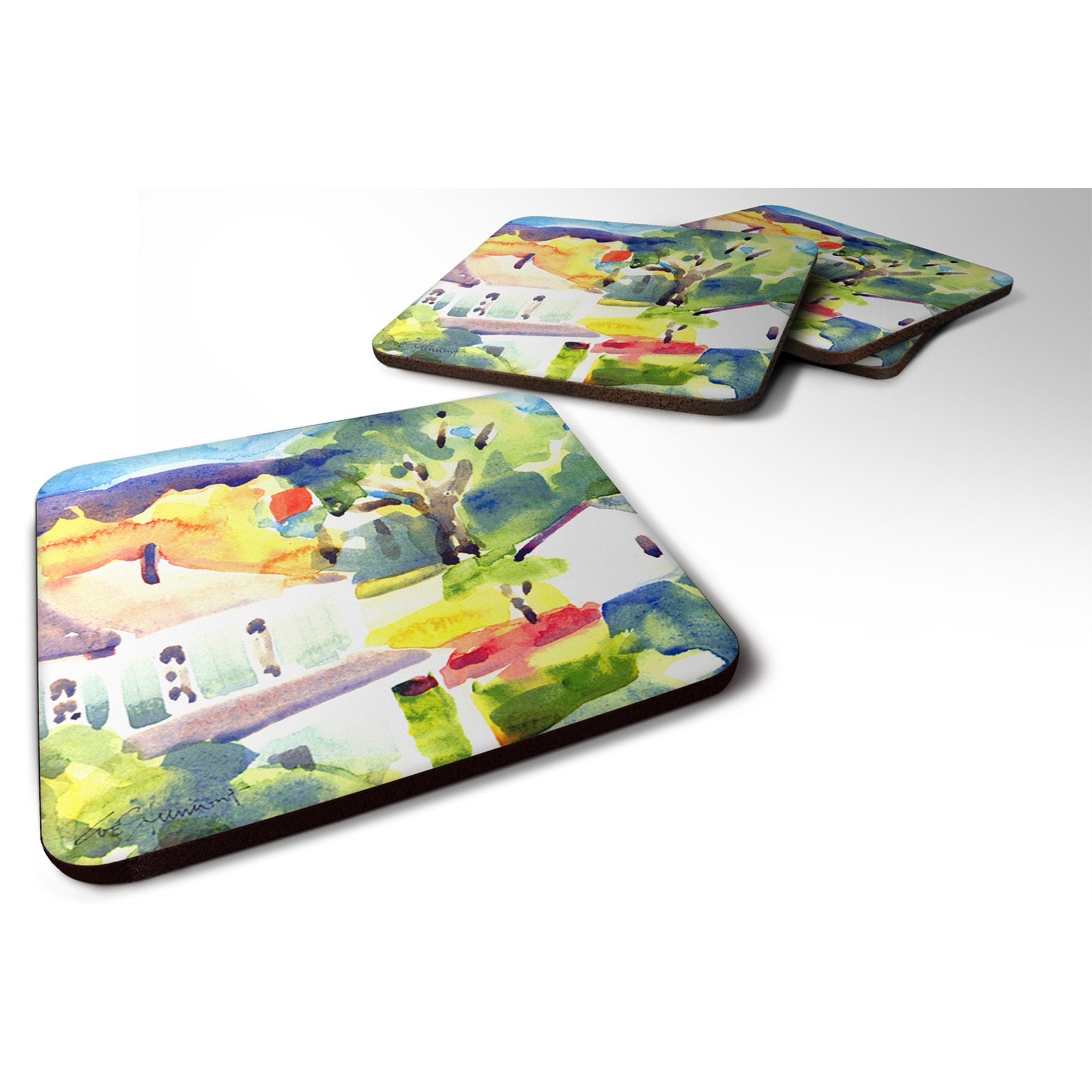 &quotCaroline's Treasures 6131FC Houses Foam Coasters (Set of 4), 3.5"" H x 3.5"" W, Multicolor"