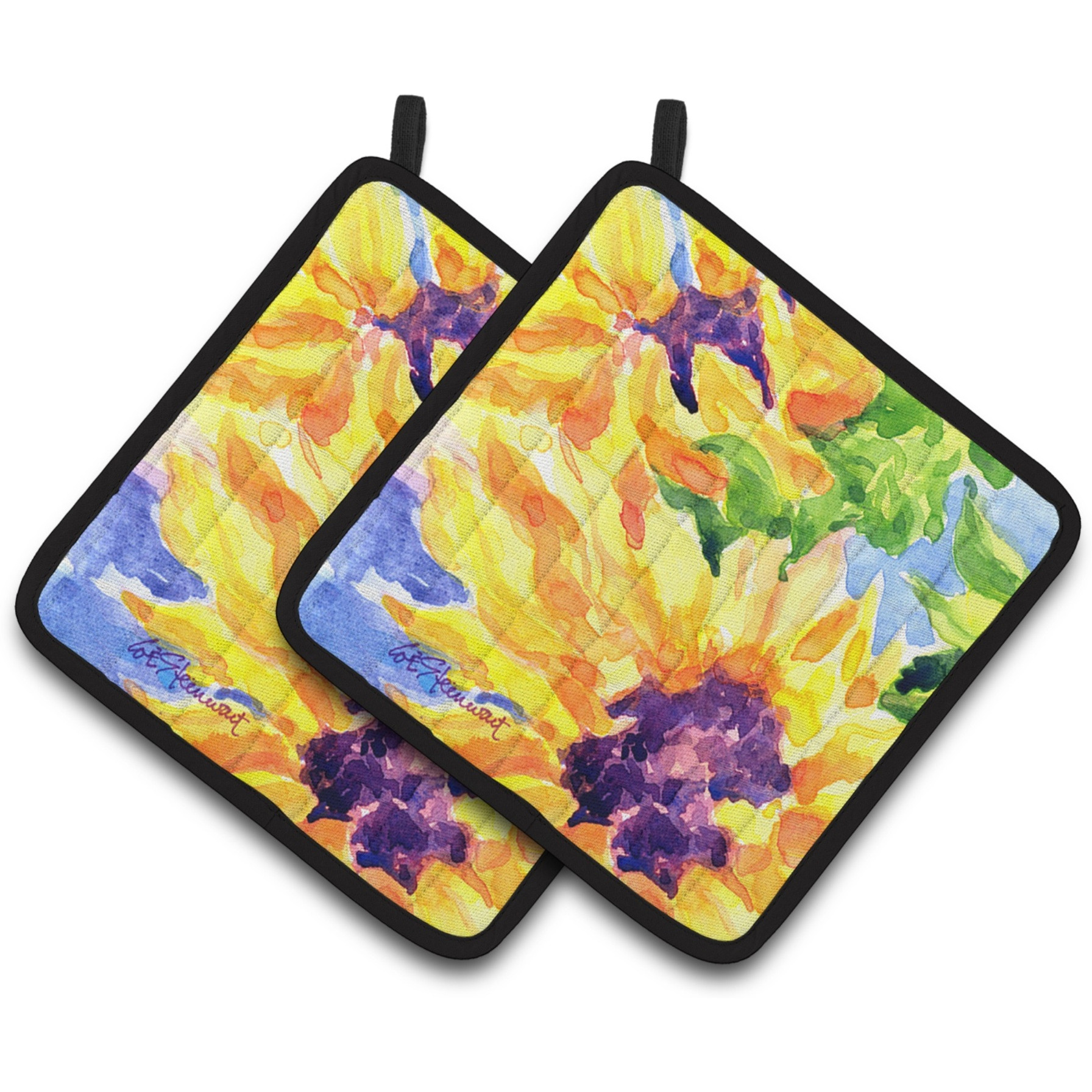 &quotCaroline's Treasures Flower - Sunflower Pair of Pot Holders 6132PTHD, 7.5HX7.5W, Multicolor"
