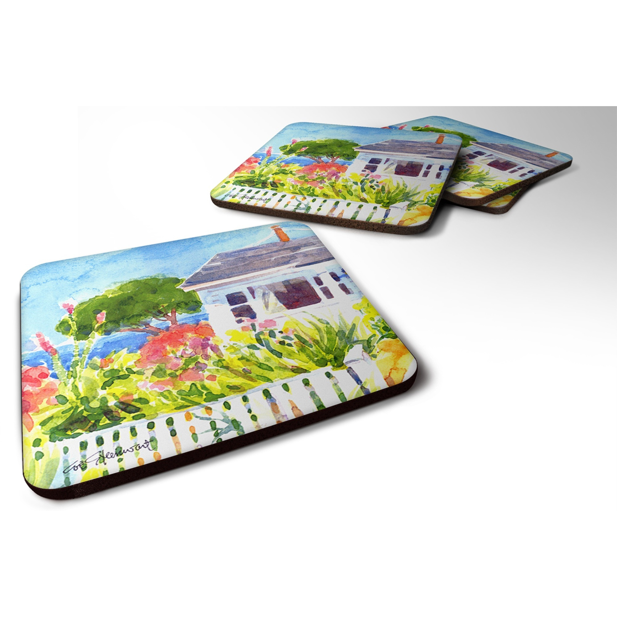 &quotCaroline's Treasures 6133FC Houses Foam Coasters (Set of 4), 3.5"" H x 3.5"" W, Multicolor"