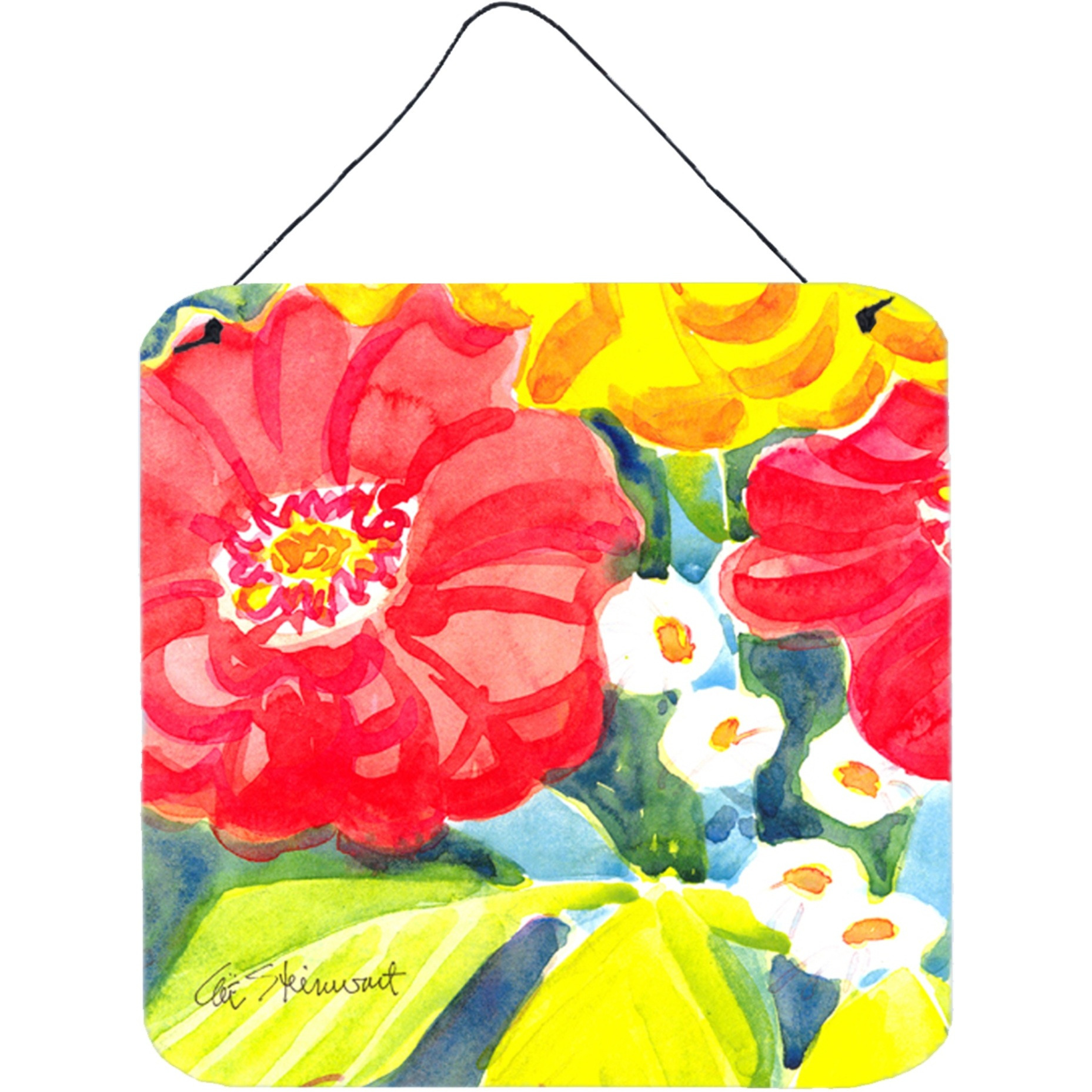 &quotCaroline's Treasures 6135DS66 Flower Aluminum Metal Wall or Door Hanging Prints, 6 x 6"", Multicolor"
