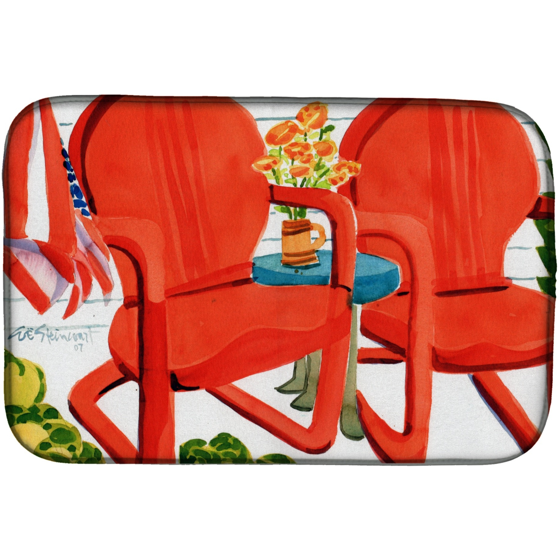 &quotCaroline's Treasures Chairs Patio View Dish Drying Mat, 14"" x 21"", Multicolor"