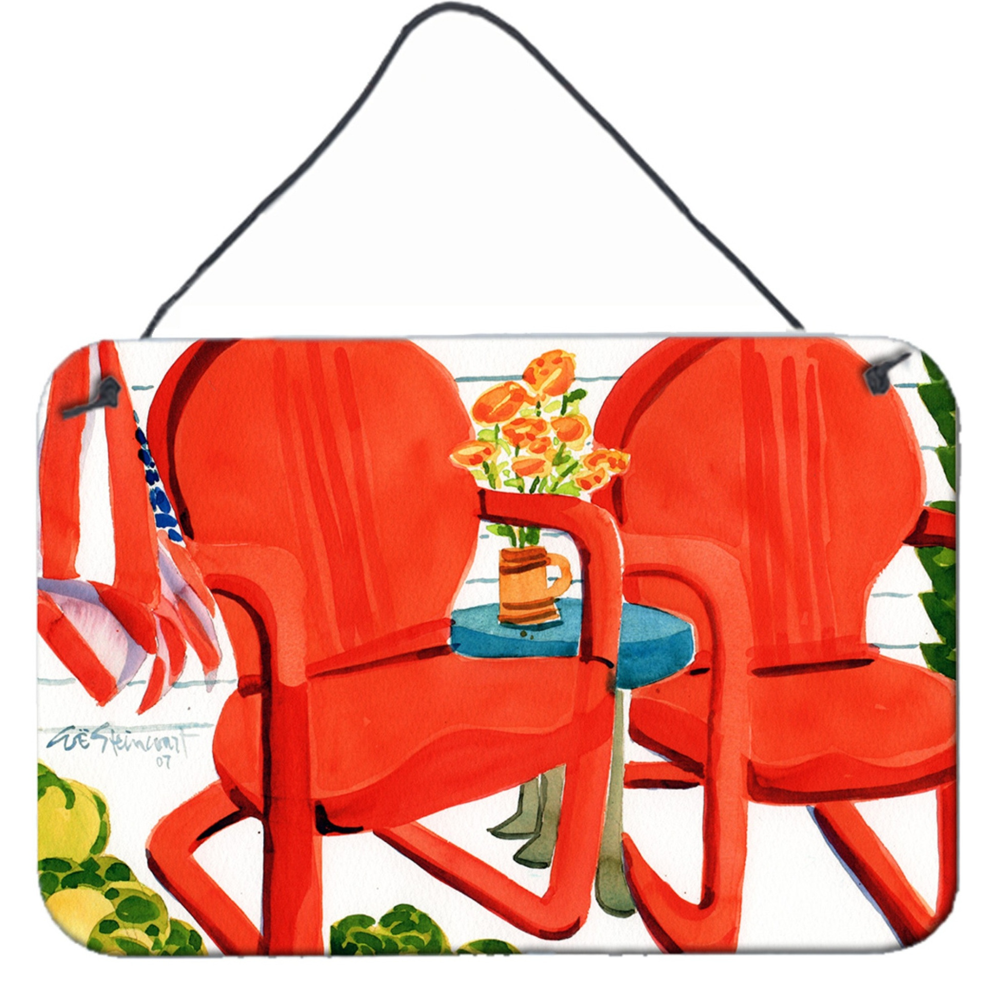 &quotCaroline's Treasures Red Chairs Patio View Wall or Door Hanging Prints 6140DS812, 8"&quotH x 12"&quotW, Multicolor"