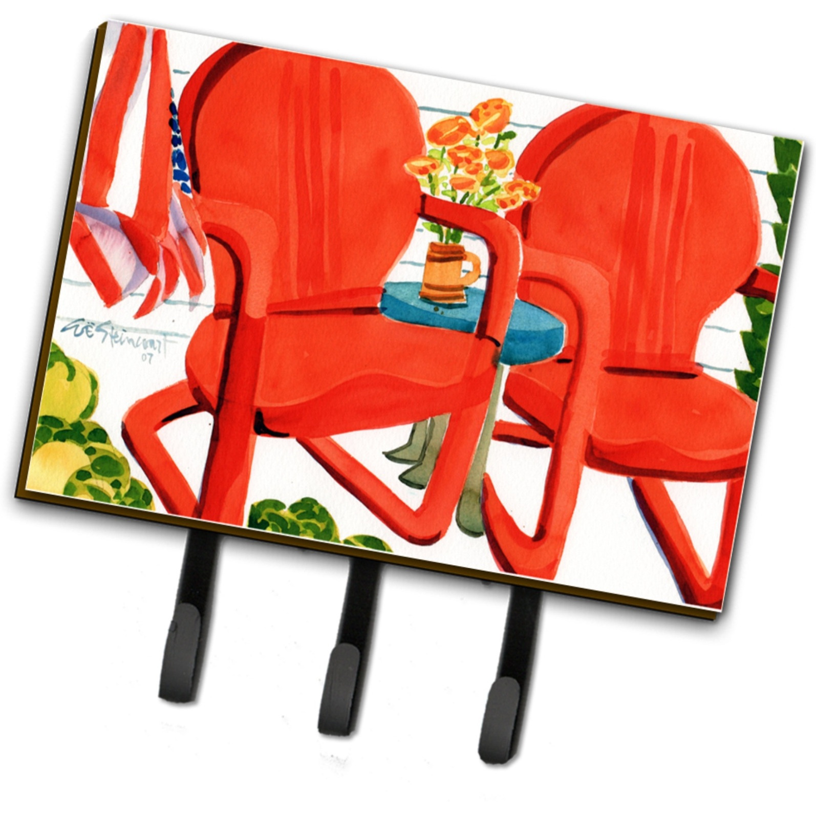 &quotCaroline's Treasures Red Chairs Patio View Leash or Key Holder 6140TH68, Triple, Multicolor"