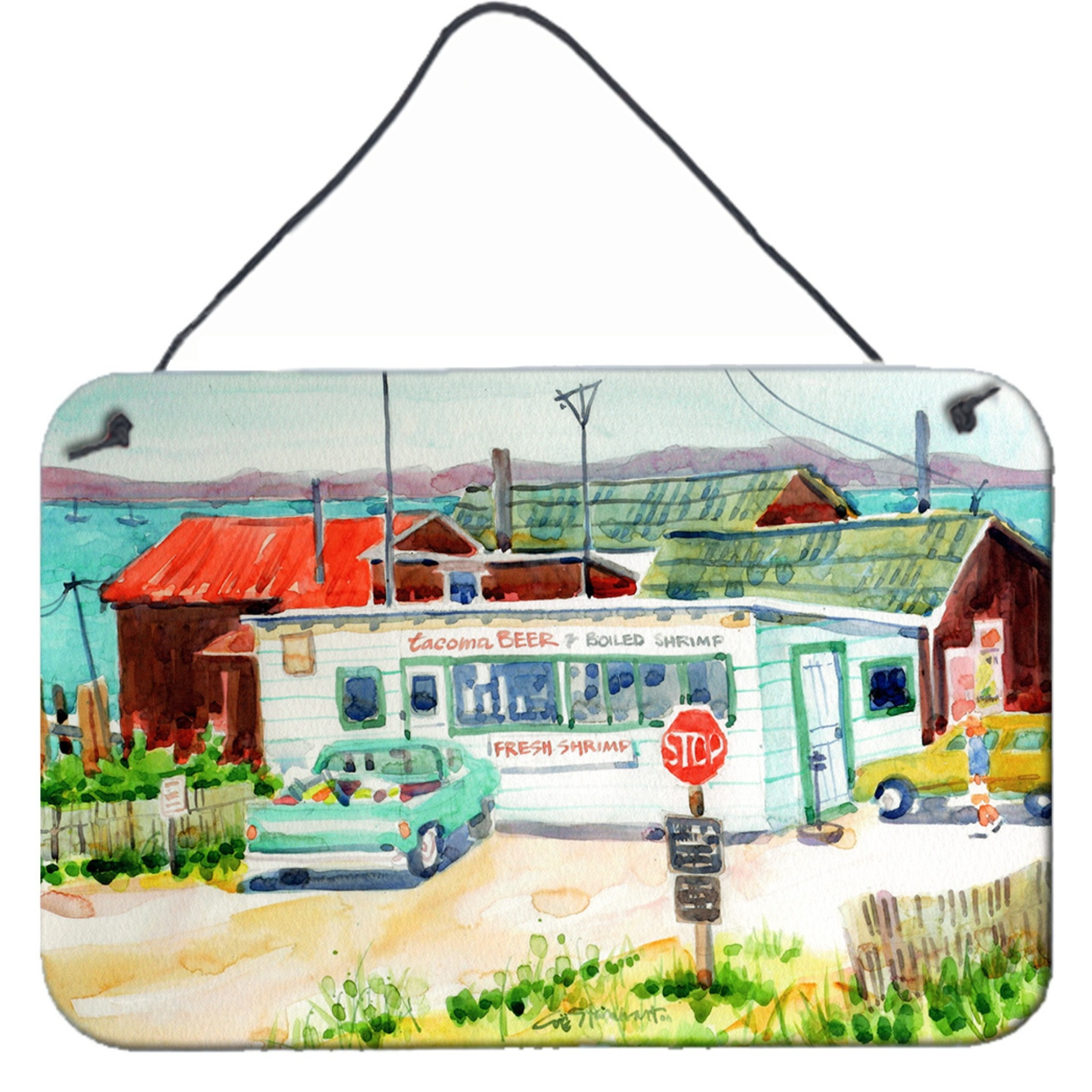 &quotCaroline's Treasures Tacoma Beer and Boiled Shrimp Market Wall or Door Hanging Prints 6141DS812, 8"&quotH x 12"&quotW, Multicolor"