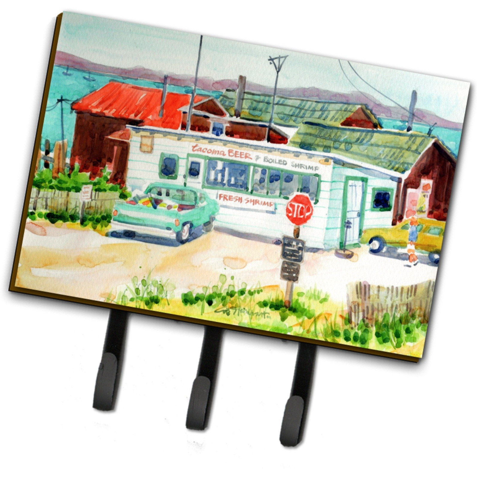 &quotCaroline's Treasures Tacoma Beer and Boiled Shrimp Market Leash or Key Holder 6141TH68, Triple, Multicolor"
