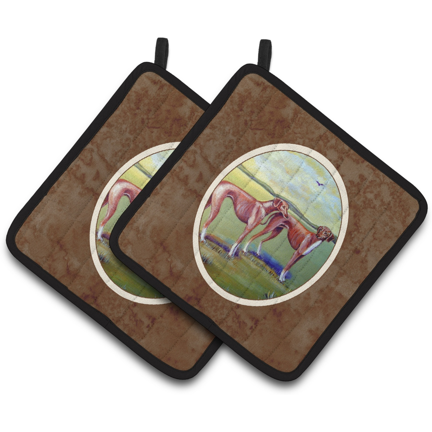 &quotCaroline's Treasures Azawakh Hound Pair of Pot Holders 7001PTHD, 7.5HX7.5W, Multicolor"