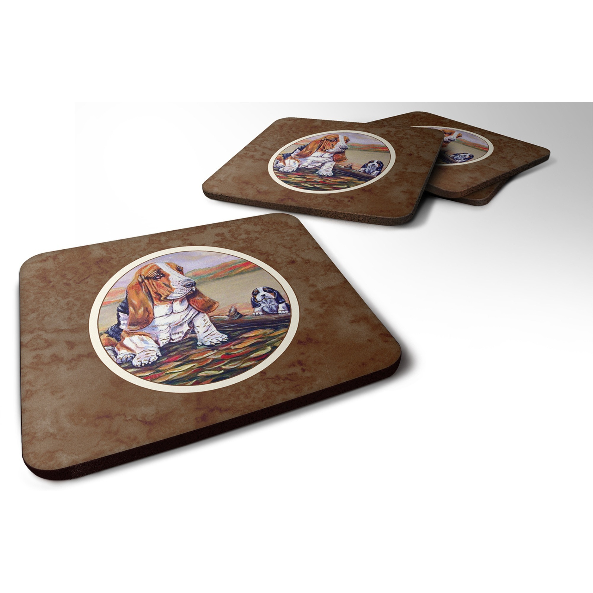 &quotCaroline's Treasures 7004FC Basset Hound Foam Coasters (Set of 4), 3.5"", Multicolor"