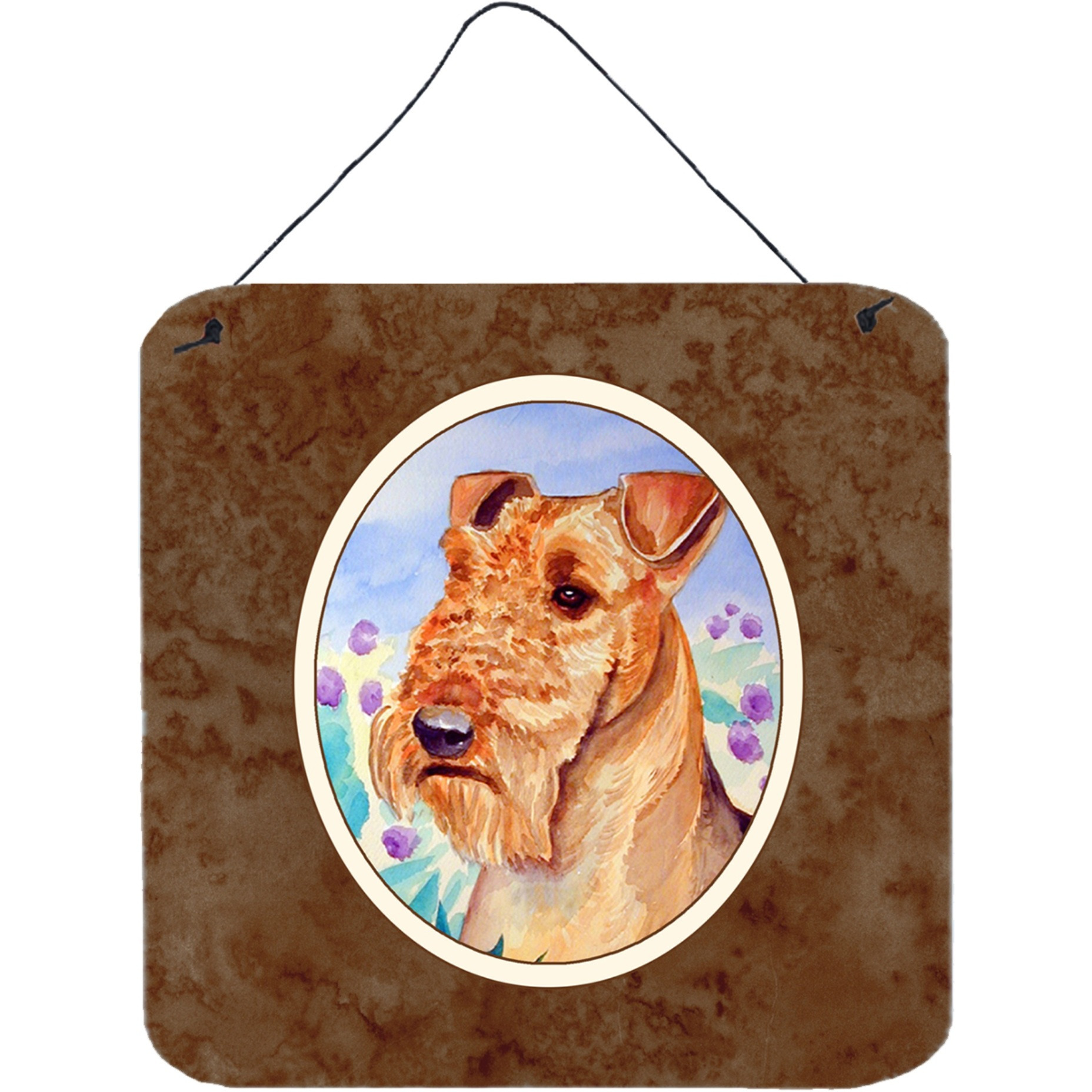 &quotCaroline's Treasures Airedale Terrier in Flowers Wall or Door Hanging Prints 7007DS66, 6HX6W, Multicolor"