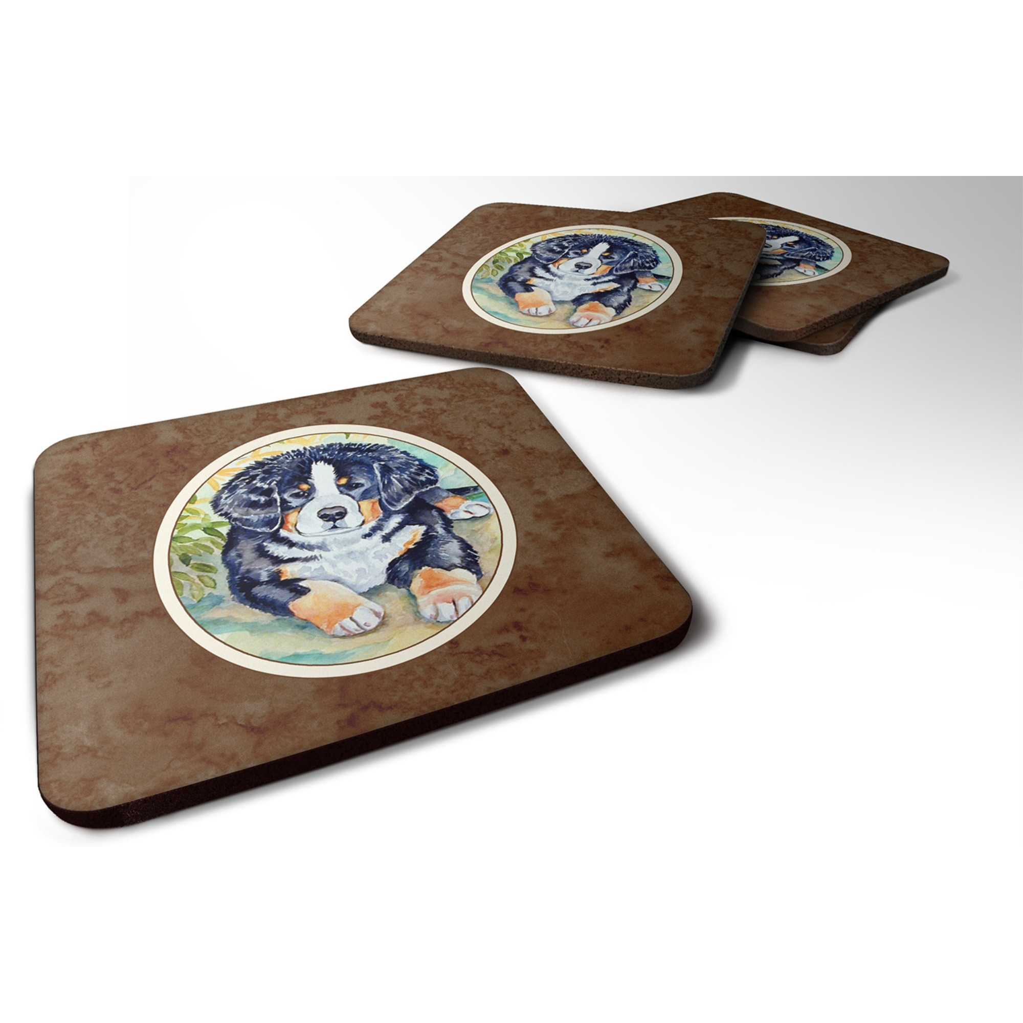 &quotCaroline's Treasures 7010FC Bernese Mountain Dog Puppy Foam Coasters (Set of 4), 3.5"", Multicolor"