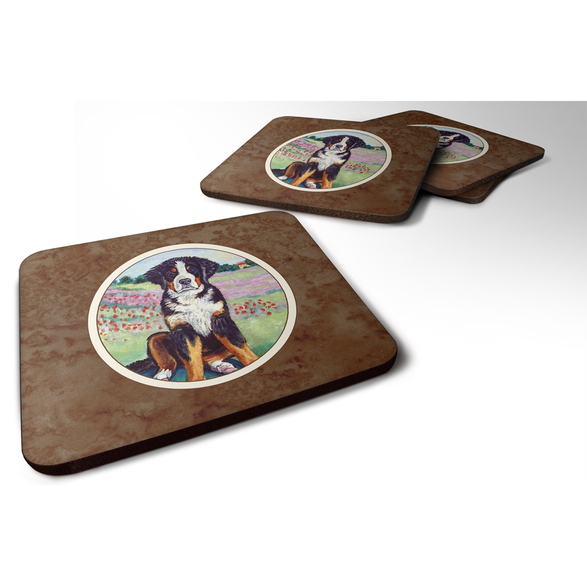 &quotCaroline's Treasures 7011FC Bernese Mountain Dog Foam Coasters (Set of 4), 3.5"", Multicolor"